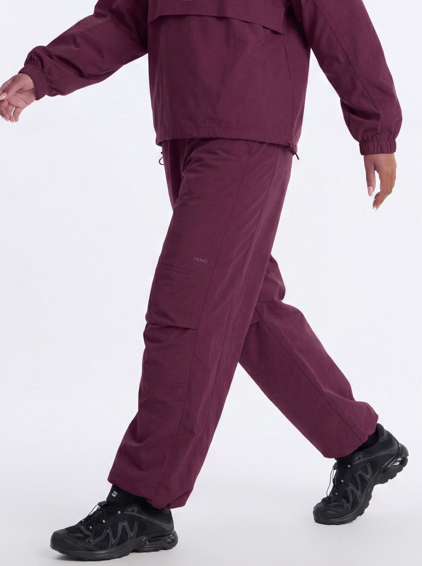CoreNylon 32″ Wide Leg Track Pant - Merlot