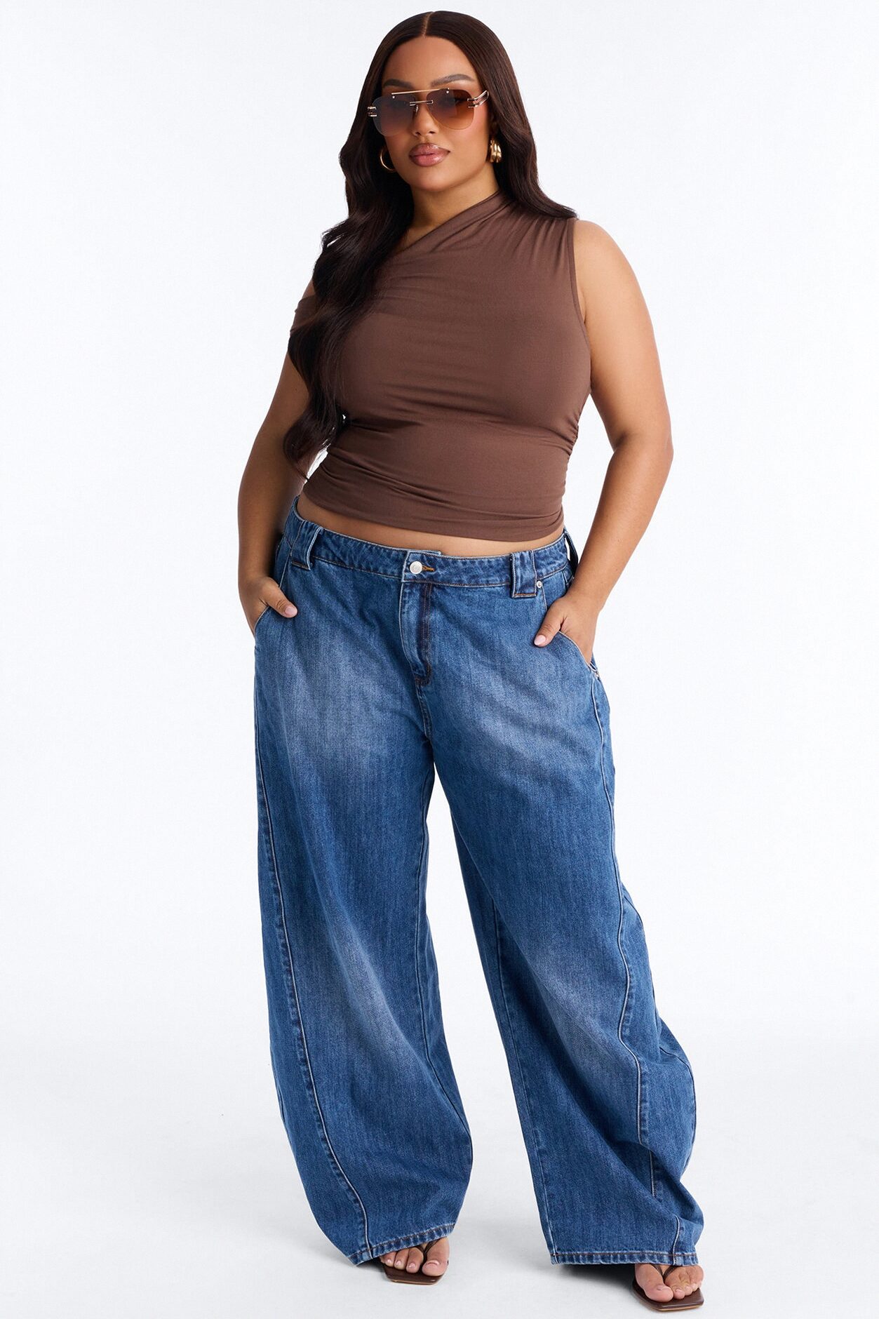 Torrance Loose Fit Stretch Barrel Jeans - Dark Wash