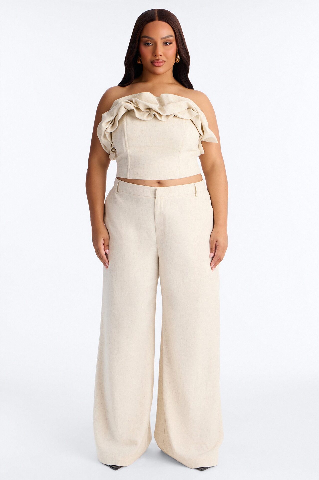 Linen Bloom Corset Top - Natural
