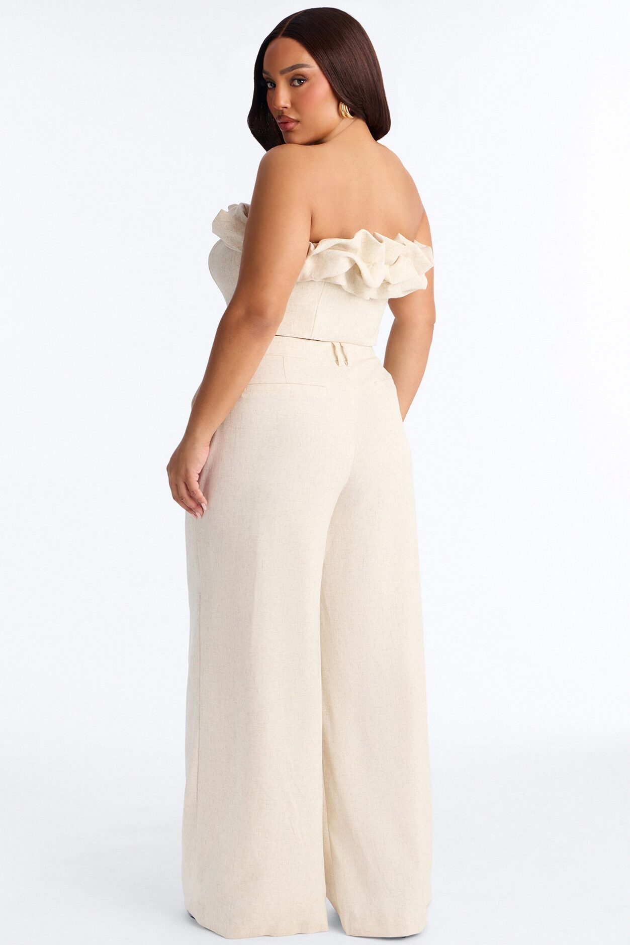 Linen Bloom Corset Top - Natural