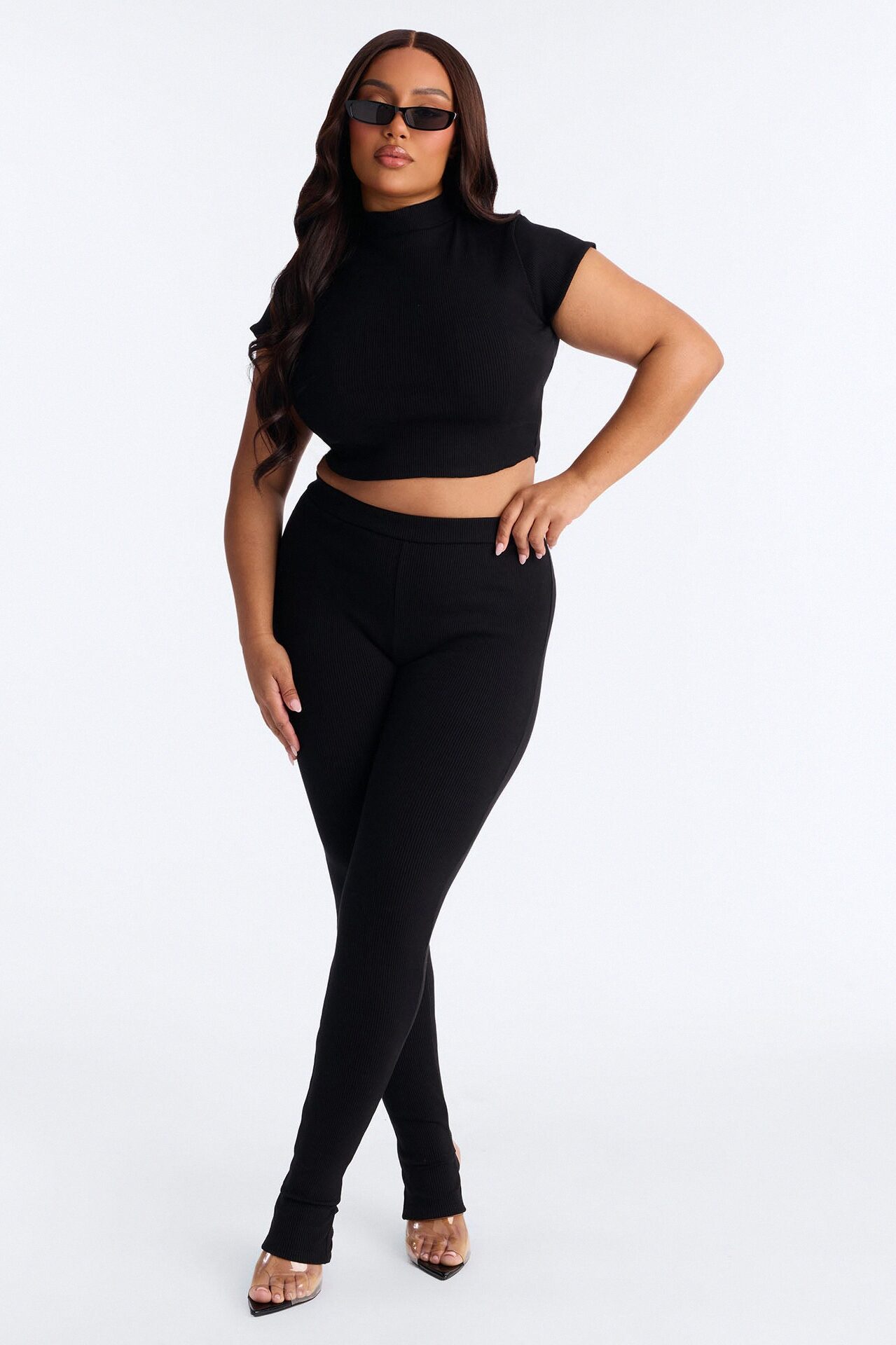 Simply Snatched Mock Neck Legging Set - Black