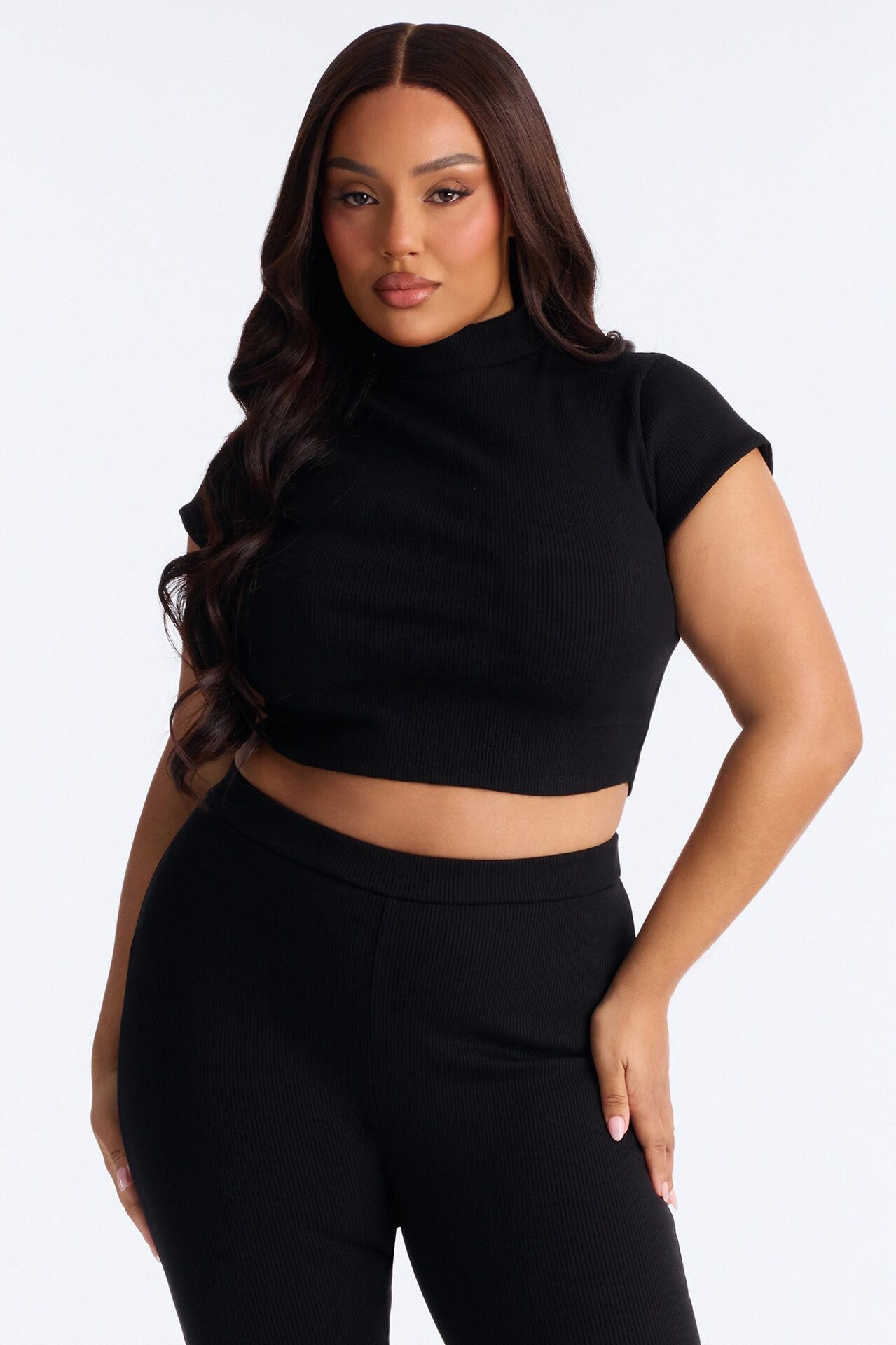 Simply Snatched Mock Neck Legging Set - Black