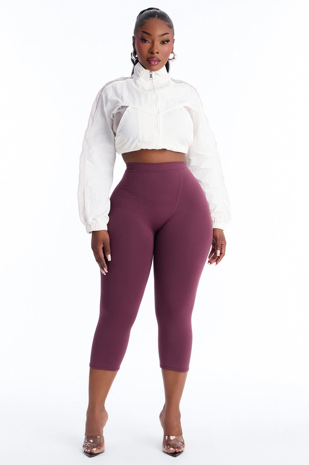 Seamless Smooth Double Lined Capri Pant - Plum