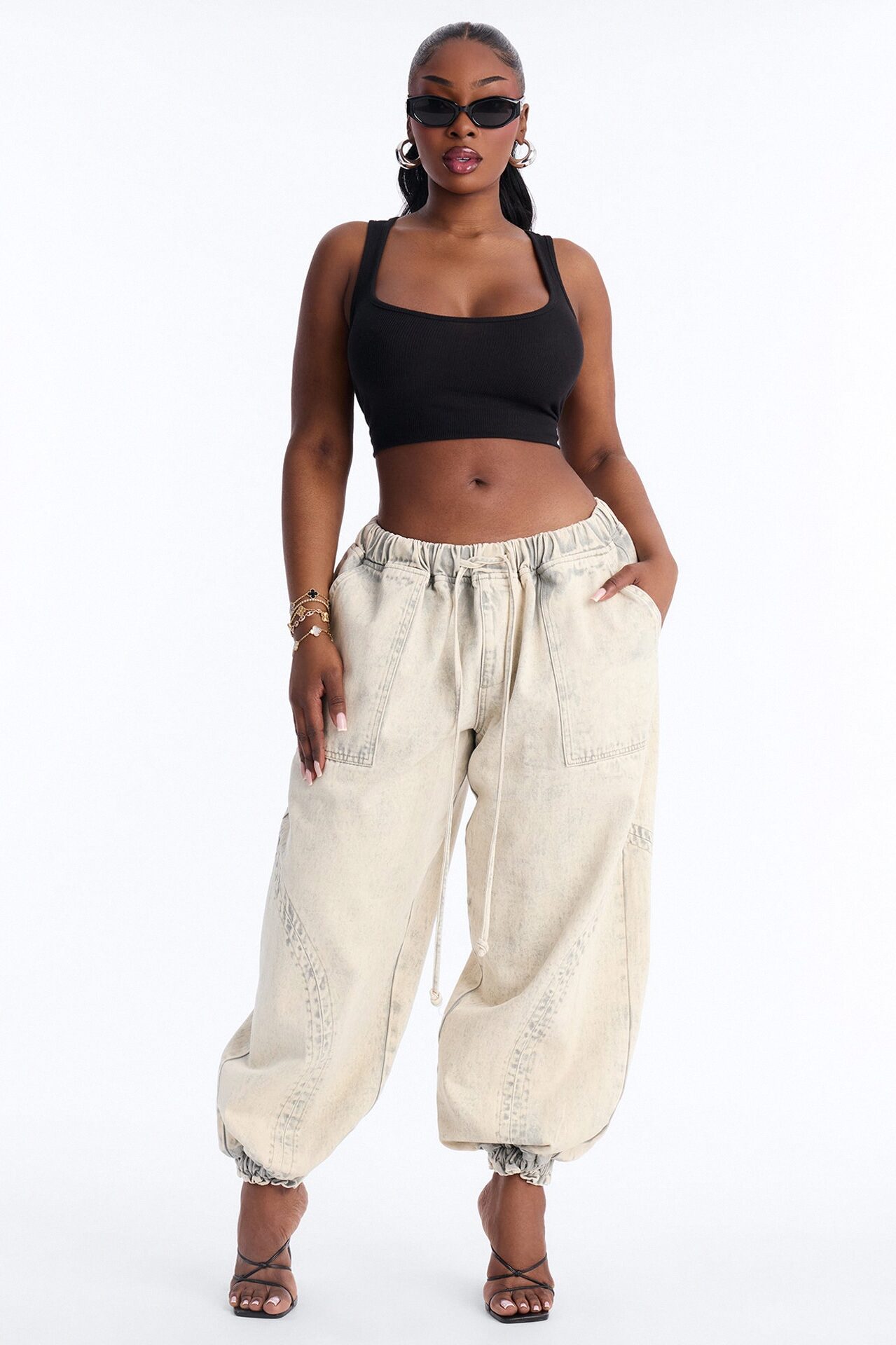 Alicia Washed Jogger Twill Pant - Stone
