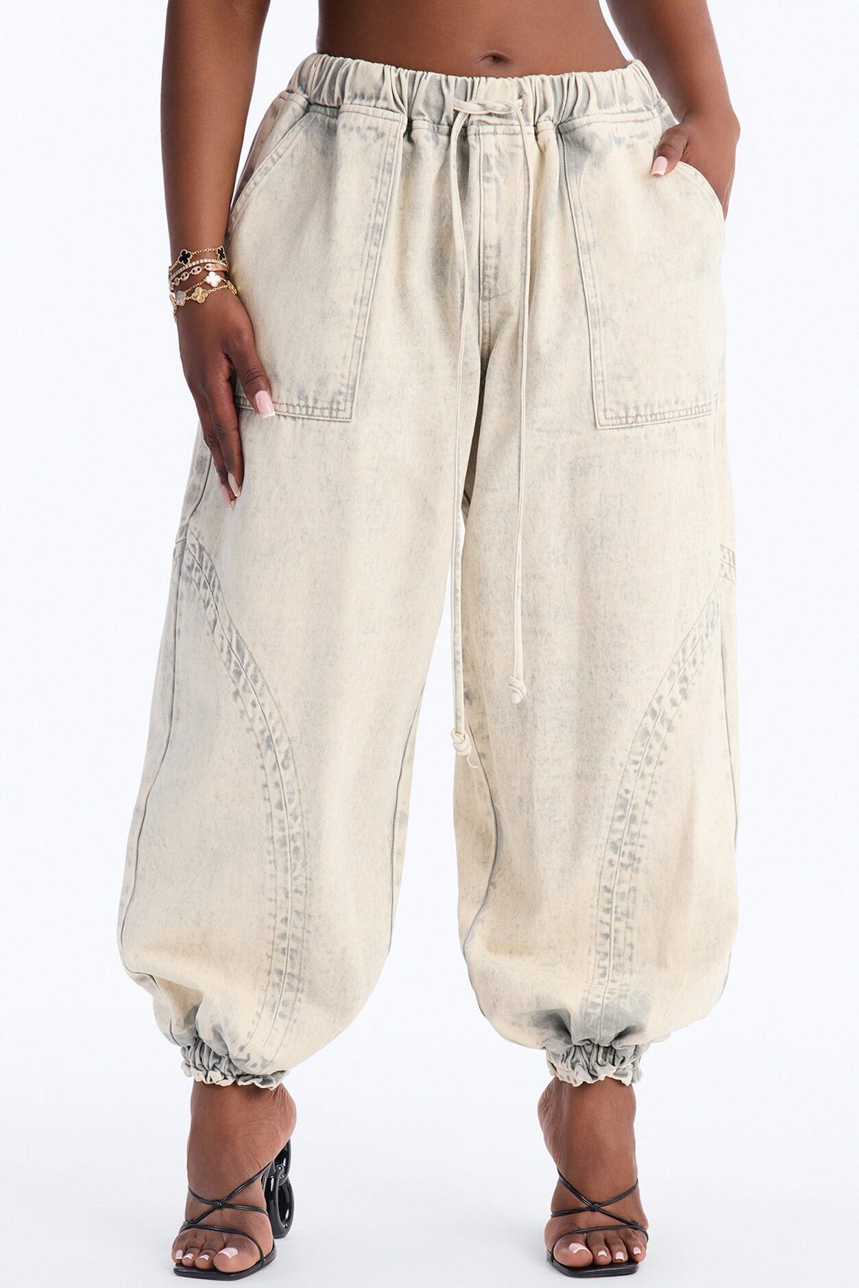 Alicia Washed Jogger Twill Pant - Stone