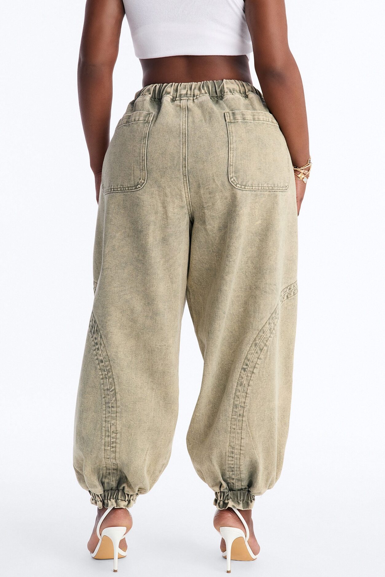 Alicia Washed Jogger Twill Pant - Sage