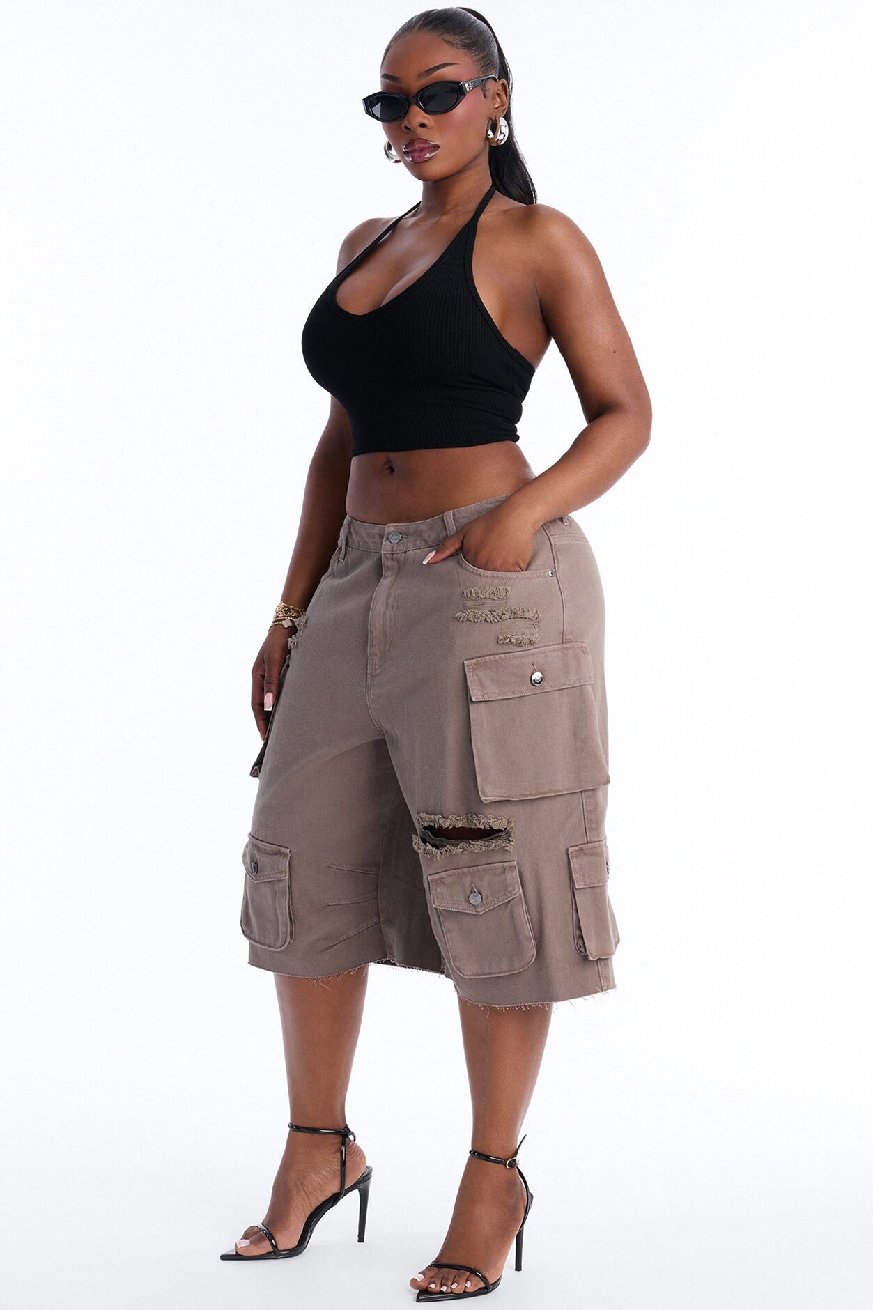 Don't Make Me Wait Cargo Bermuda Short - Charcoal
