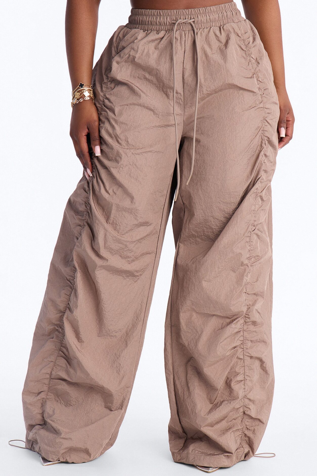 On The Move Oversized Windbreaker Jogger Pant - Caffe