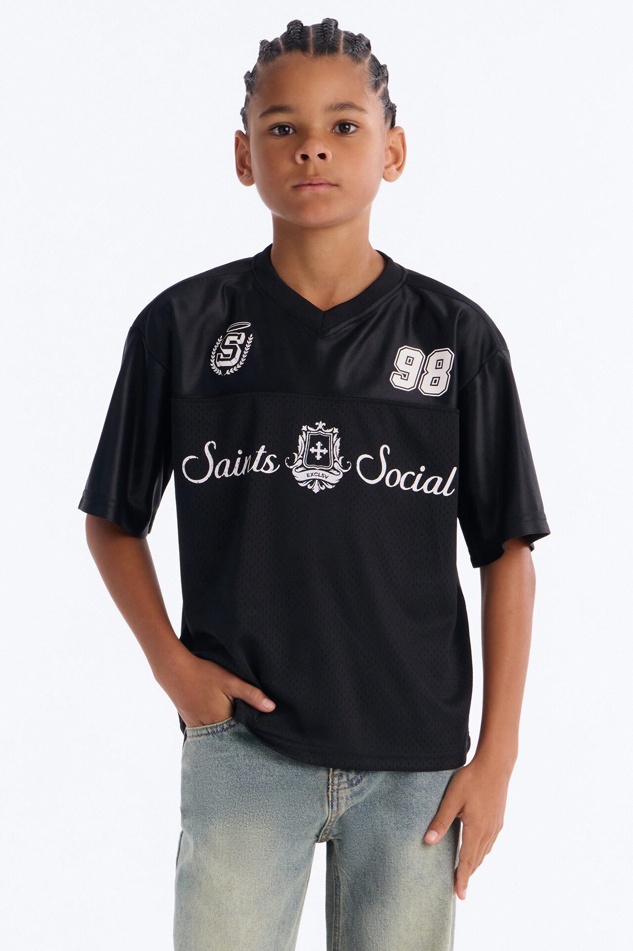 Mini Saints Studios Short Sleeve Soccer Jersey - Black