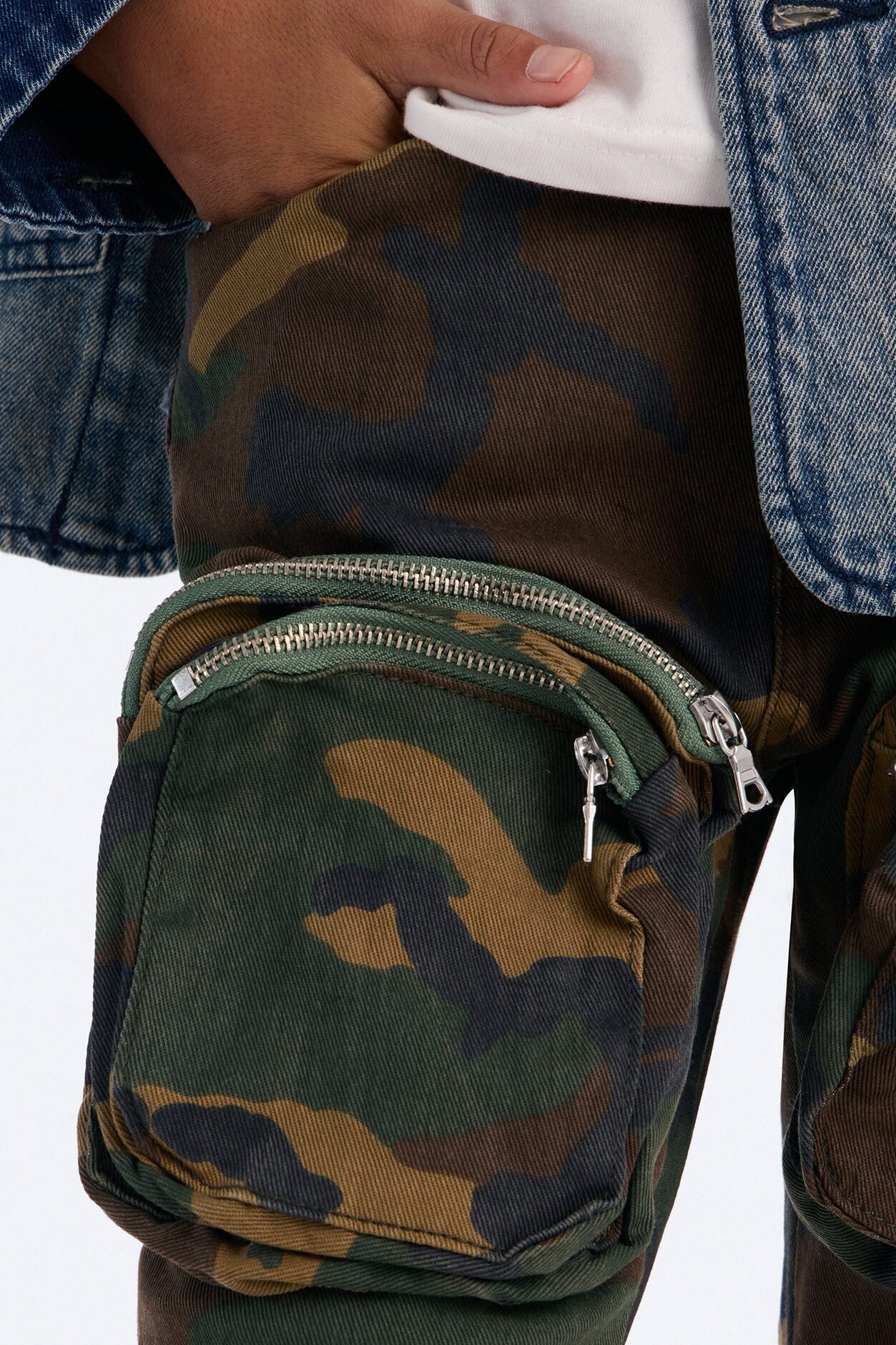 Mini Round Up Stacked Skinny Flare Pants - Camouflage
