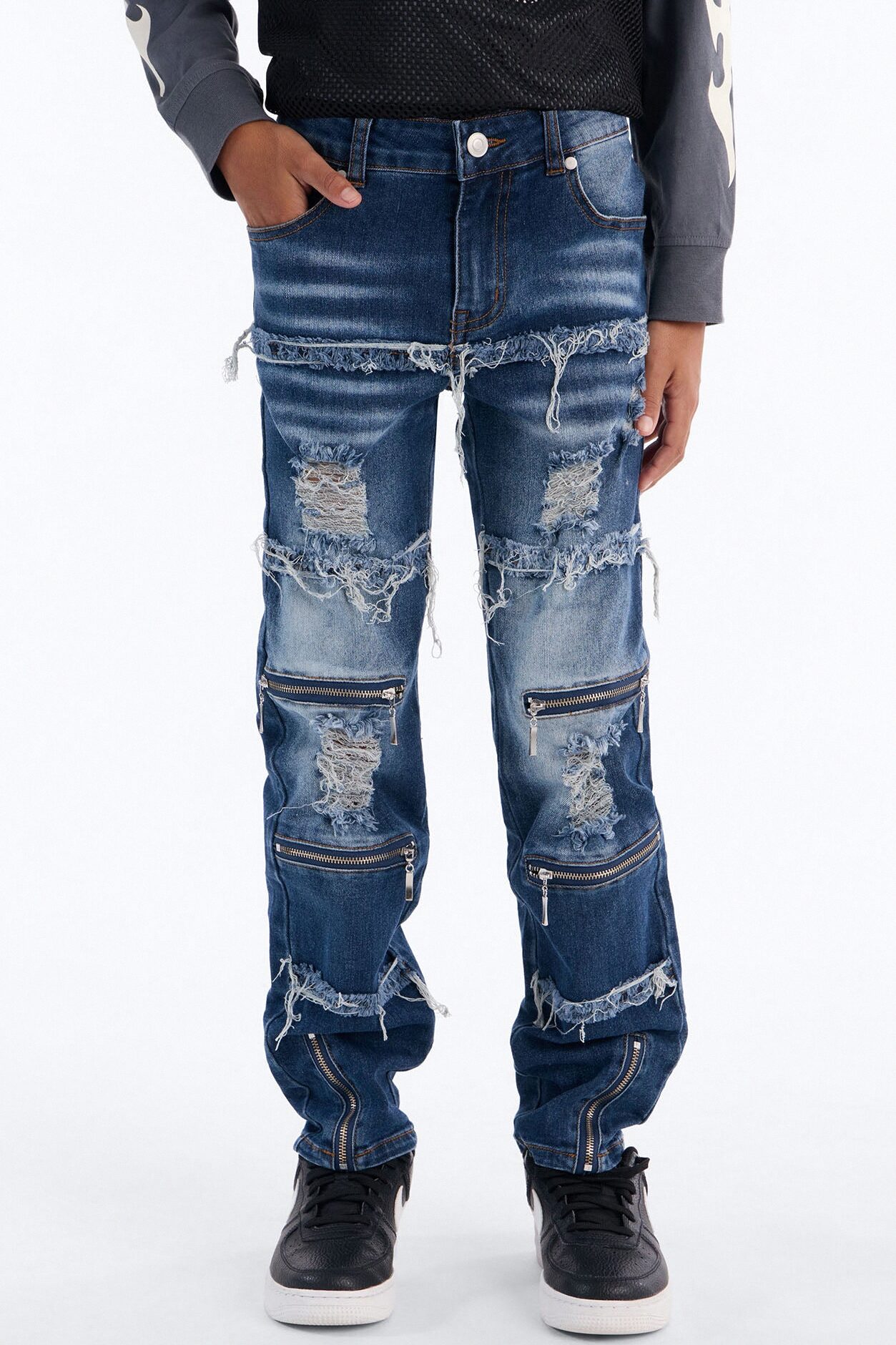 Mini Found My Way Back Distressed Skinny Jeans - Dark Wash