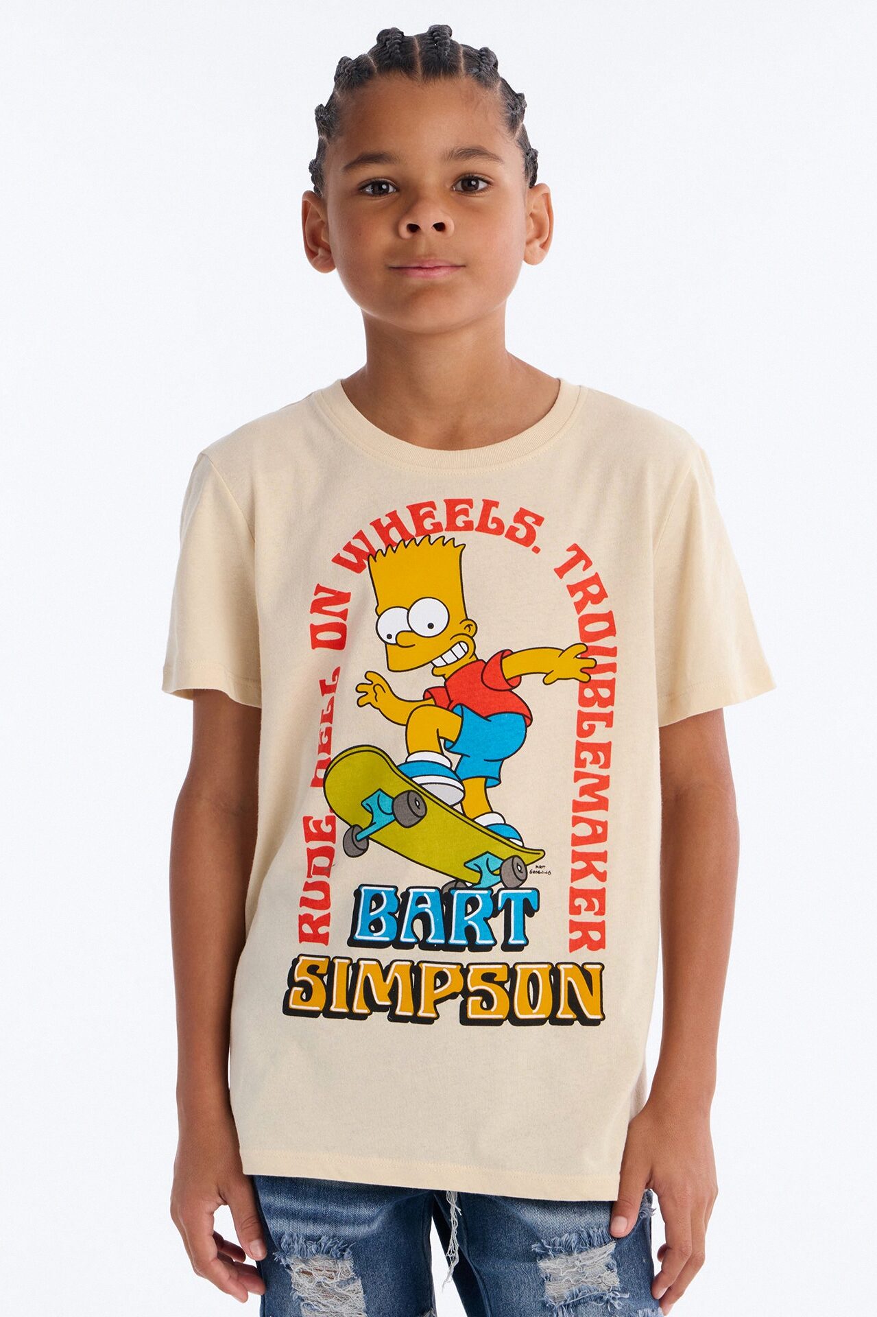 Mini Bart Simpson Troublemaker Short Sleeve Tee - Sand