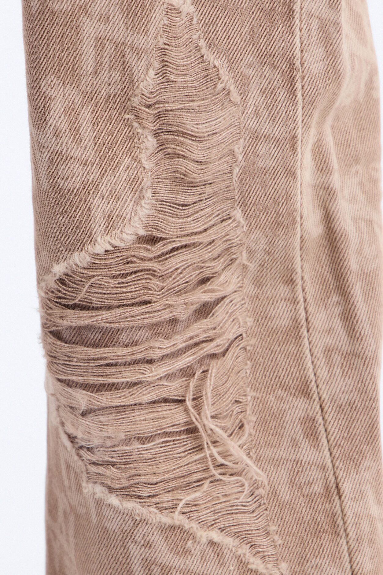 Mini Straight Break Wide Monogram Distressed Jean - Khaki