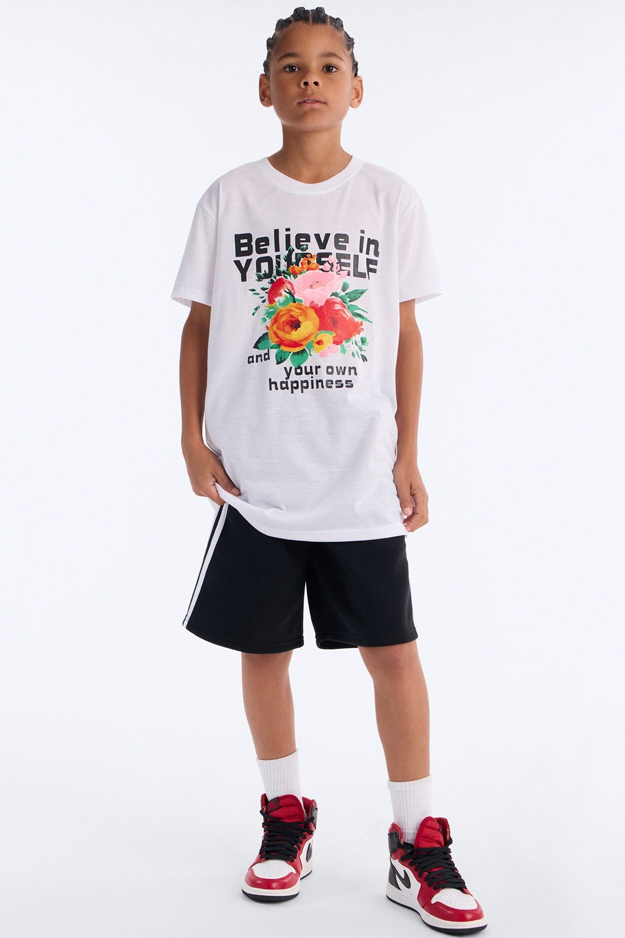 Mini Gotta Believe In Yourself Short Set - White/Black