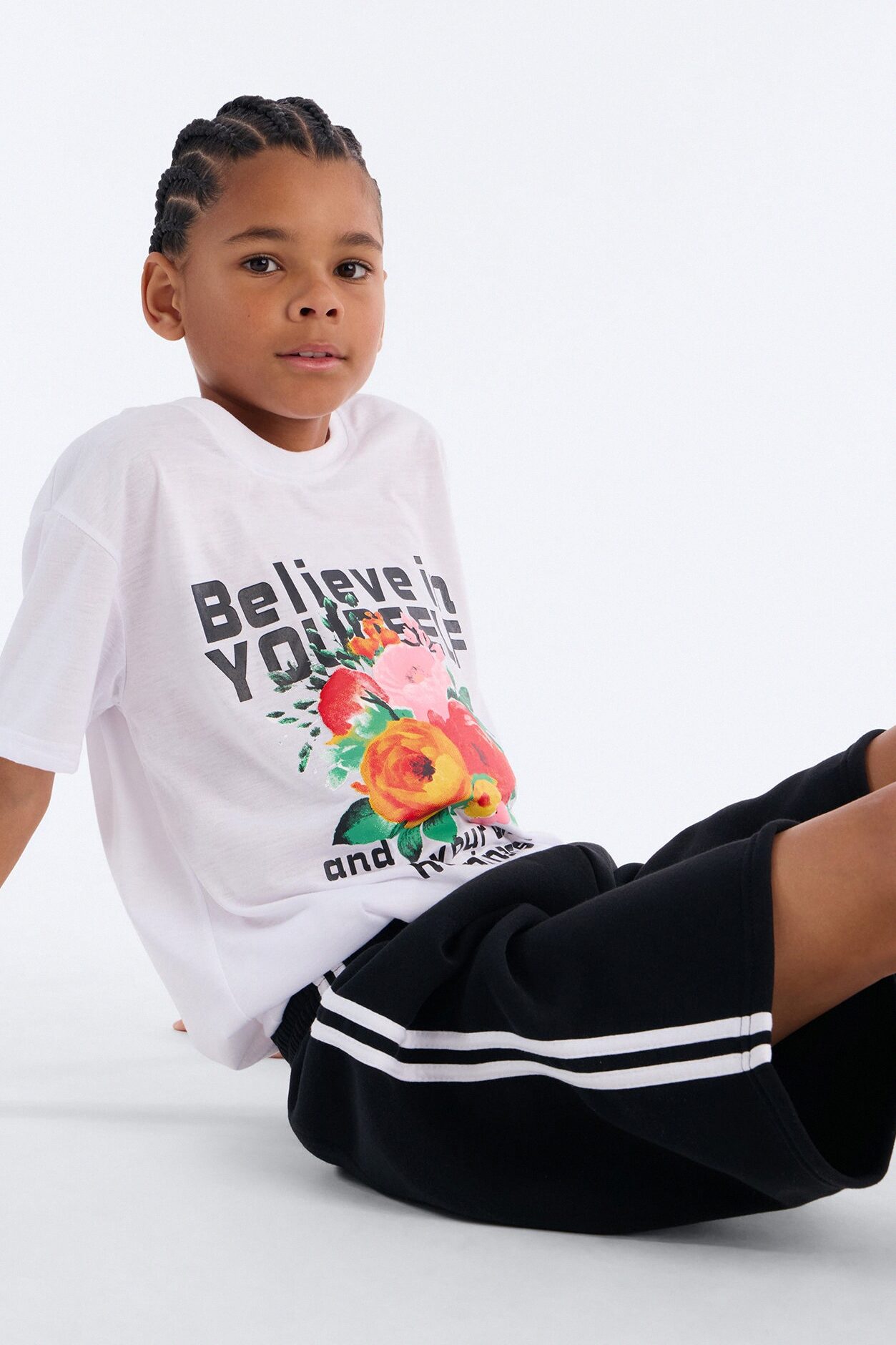 Mini Gotta Believe In Yourself Short Set - White/Black