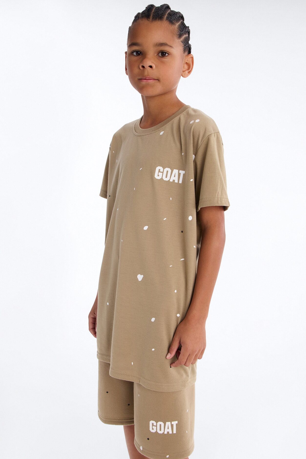 Mini GOAT Speckled Short Set - Stone