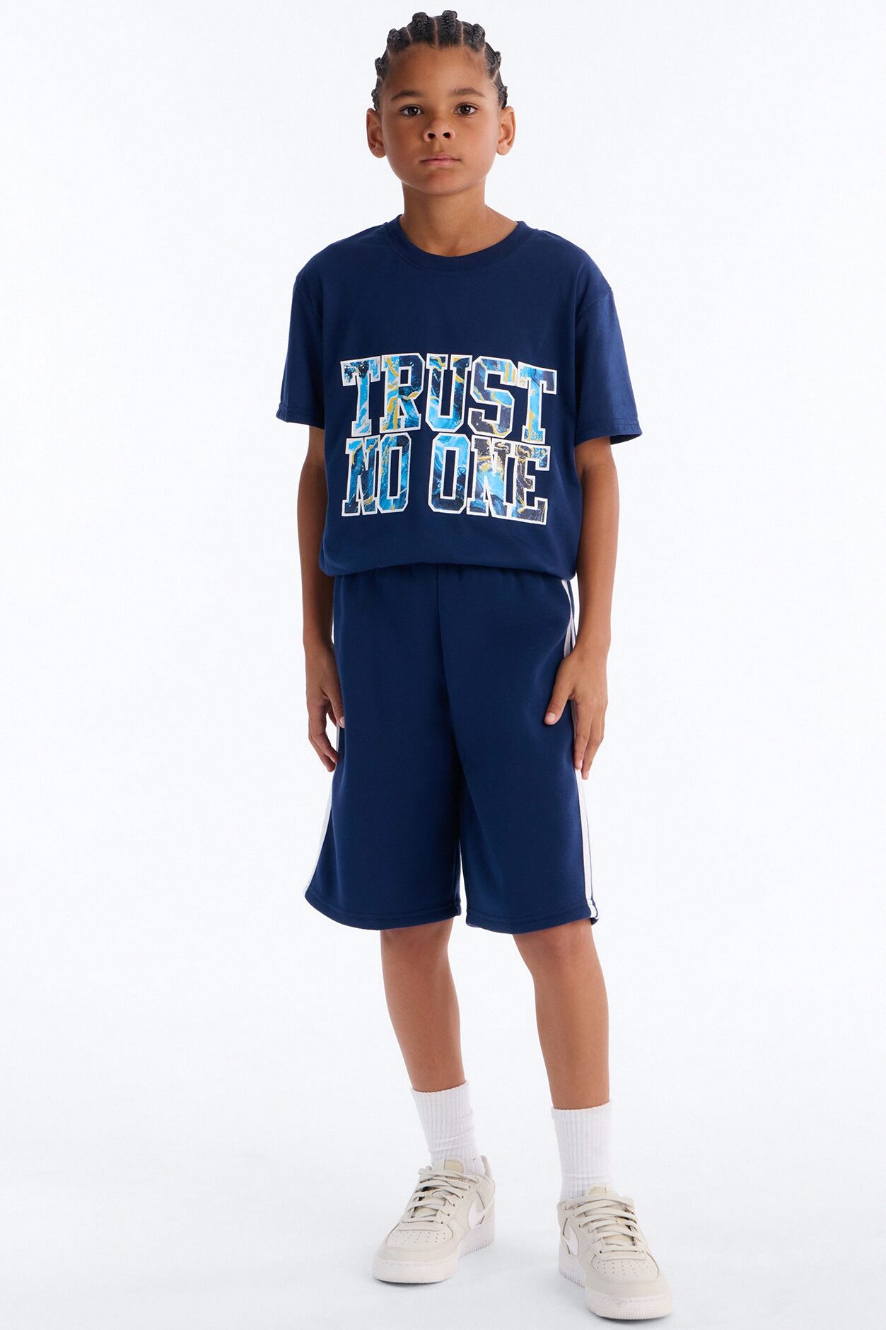 Mini Trust No One Short Set - Navy
