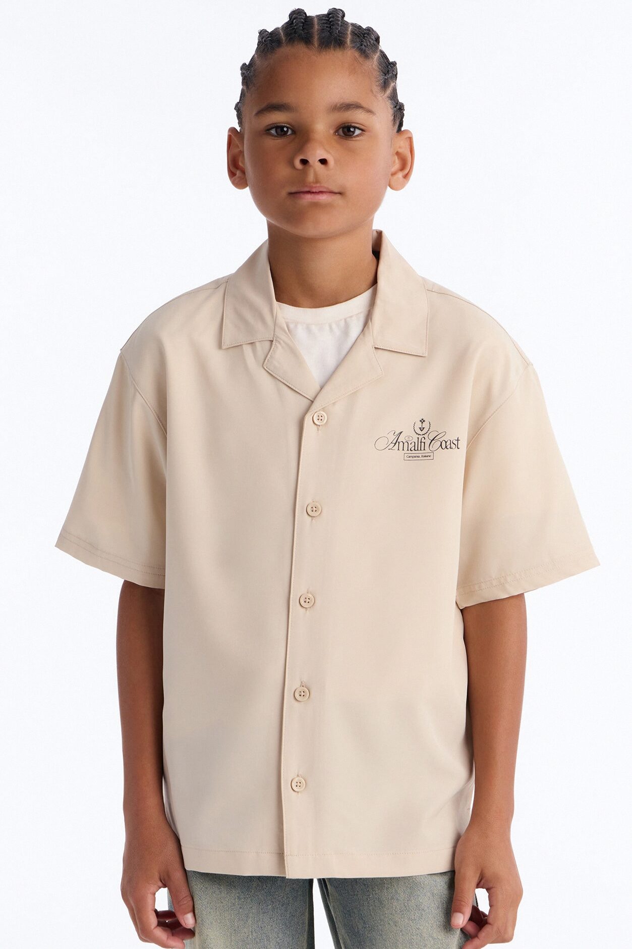 Mini Casa Box Graphic Button Up Shirt - Off White