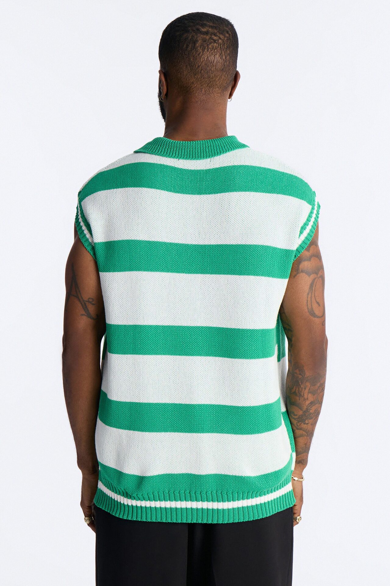 Motion Lines Sweater Vest - Green