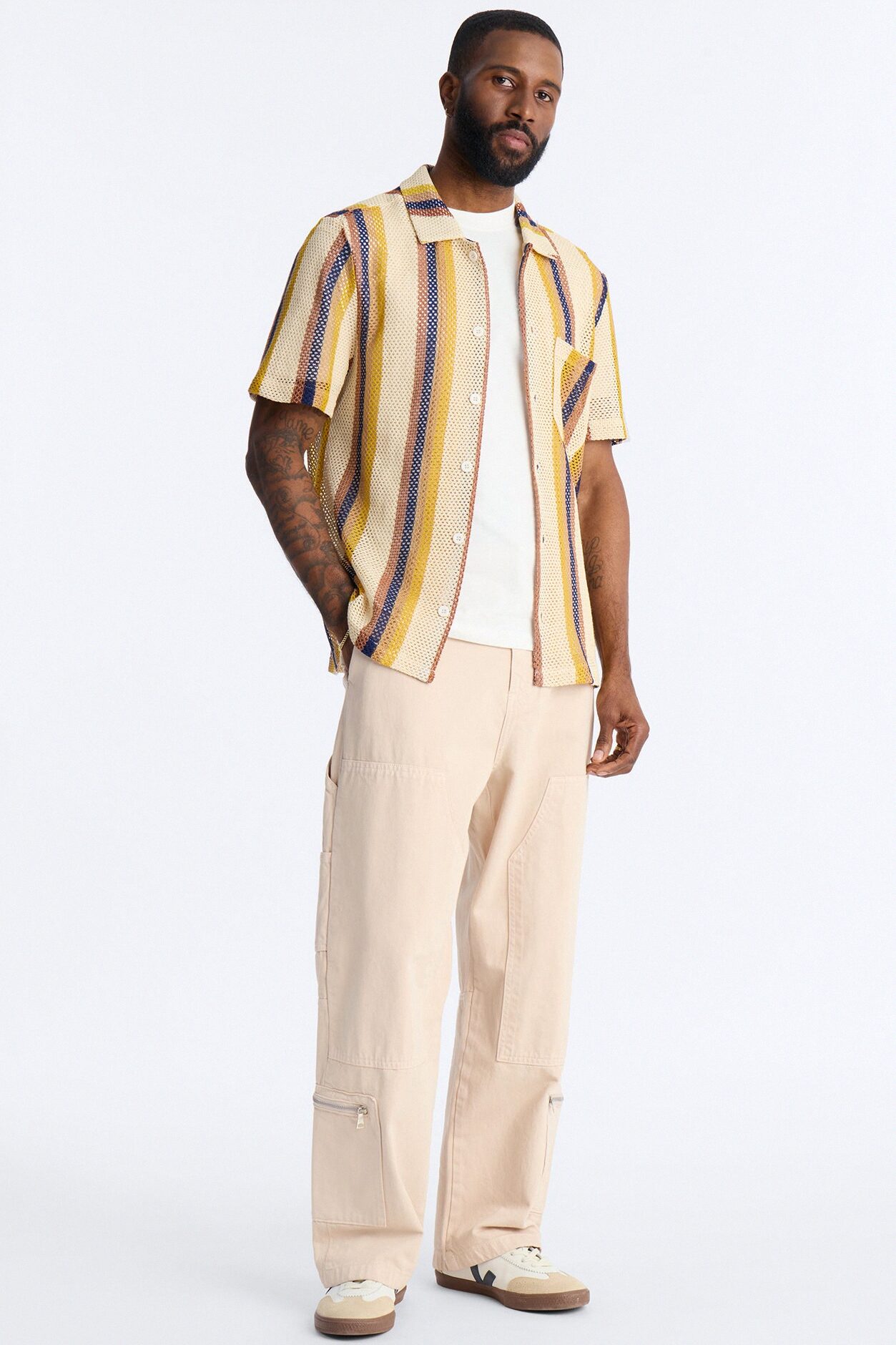 CDMX Crochet Button Up Shirt - Cream