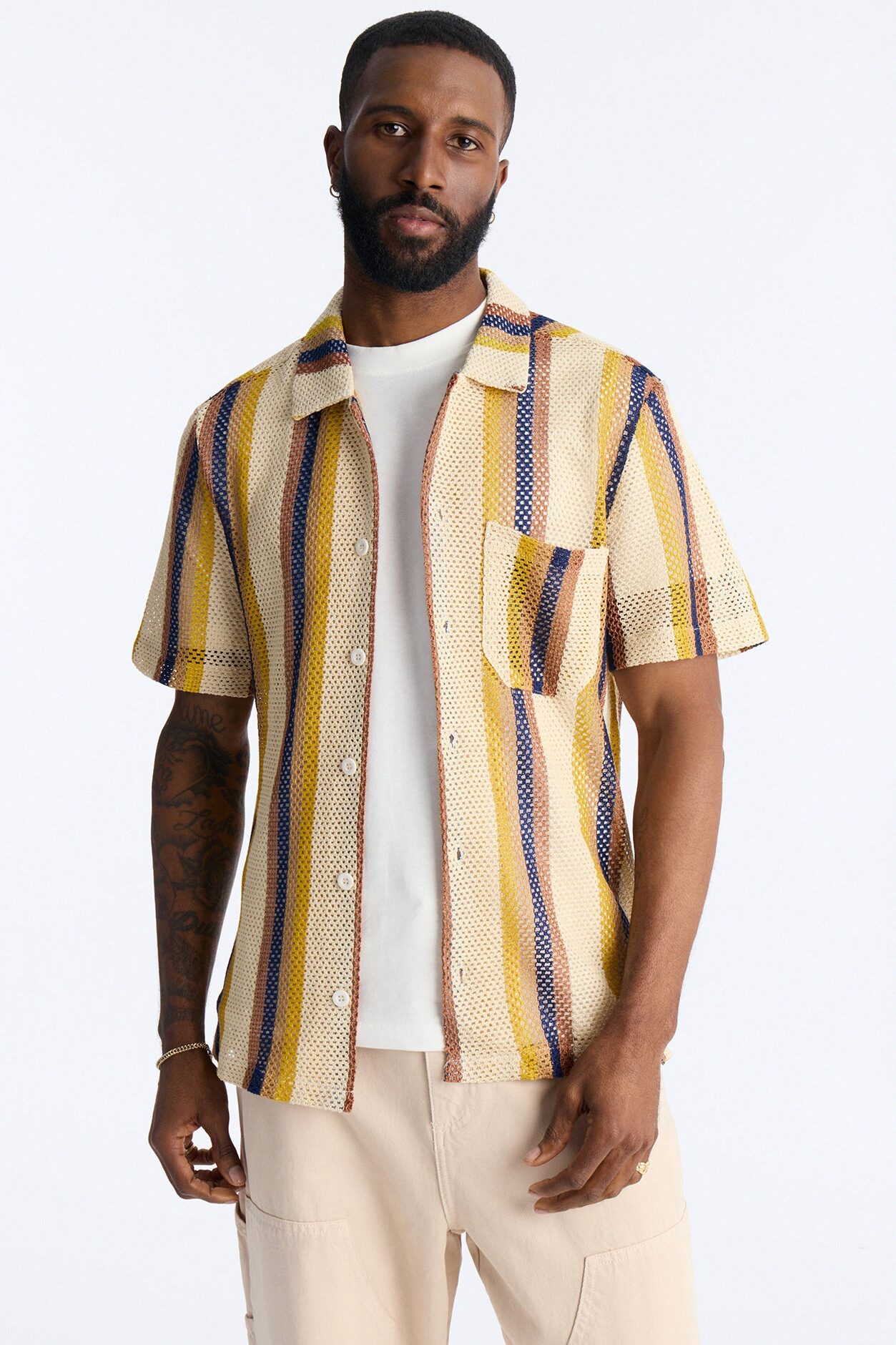 CDMX Crochet Button Up Shirt - Cream