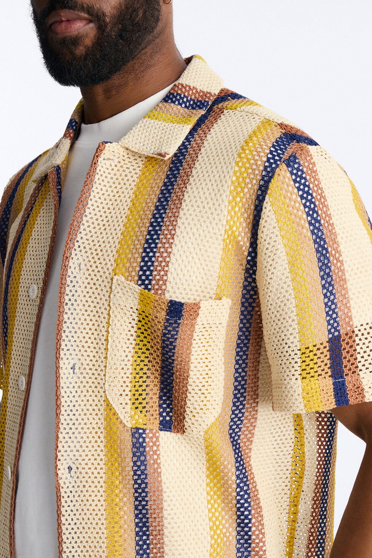 CDMX Crochet Button Up Shirt - Cream