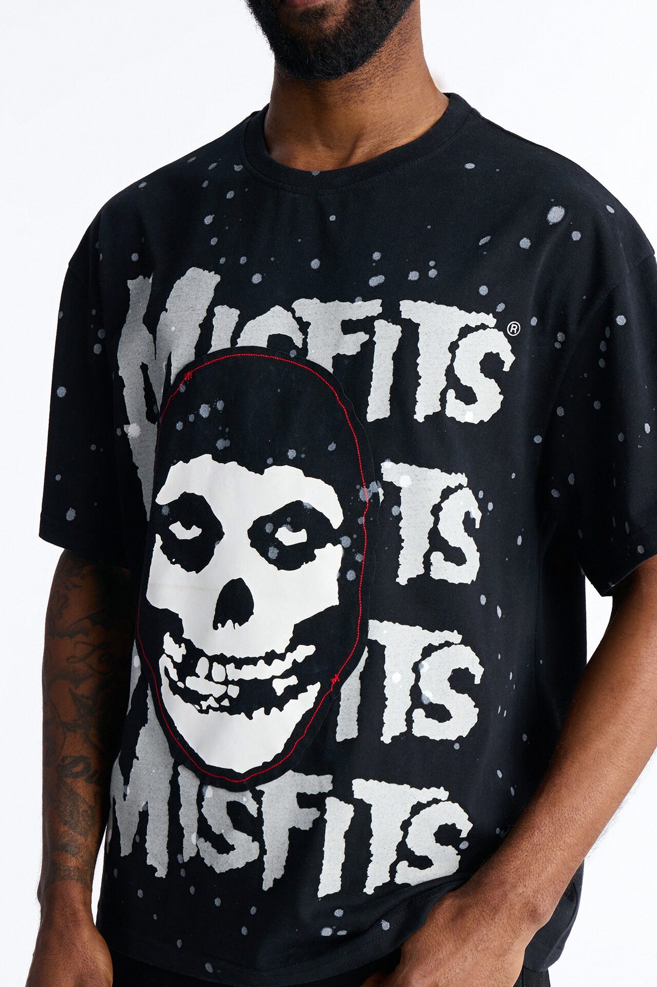 Misfits Rebel Applique Detail Graphic Short Sleeve Tee - Black