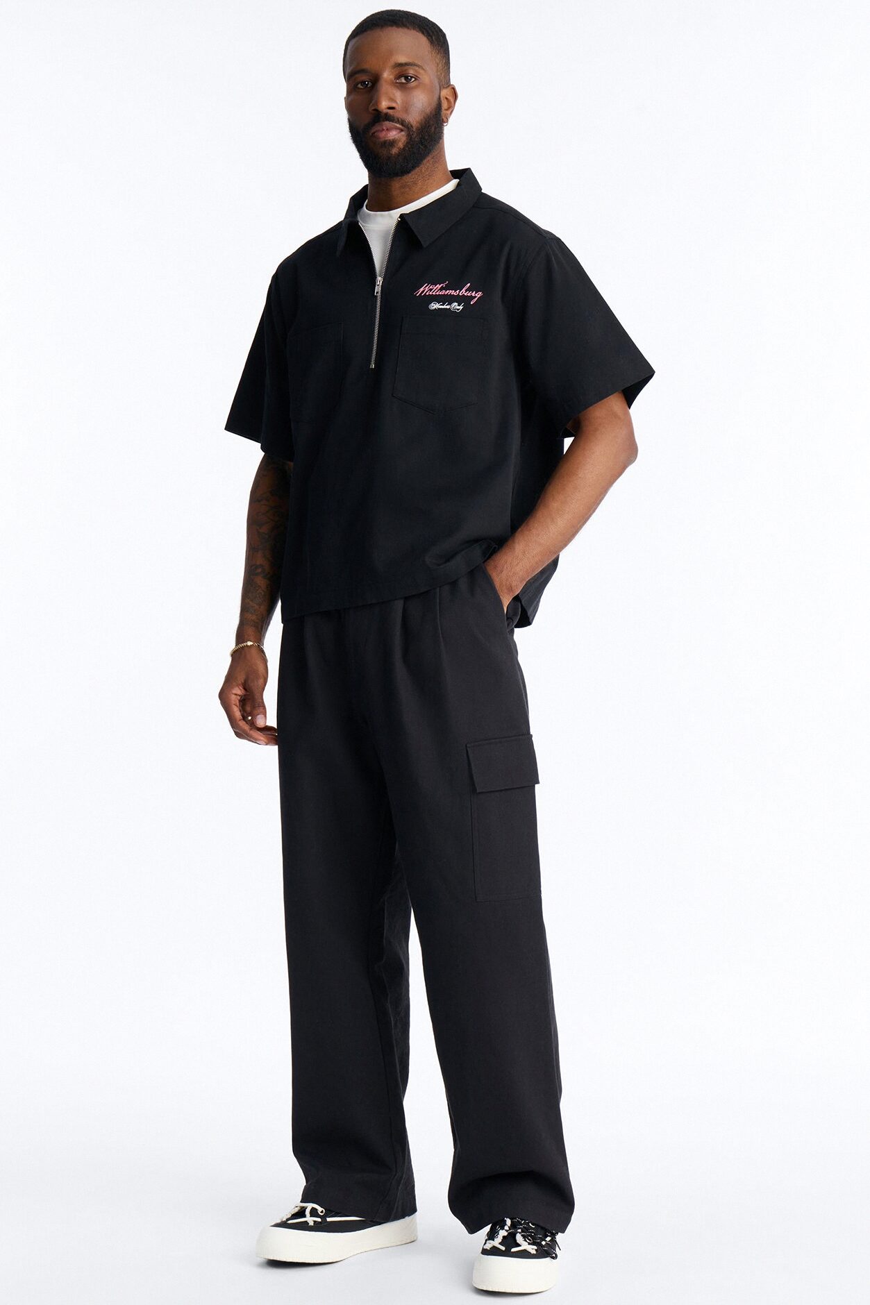 Galleries Half Zip Tee Shirt - Black