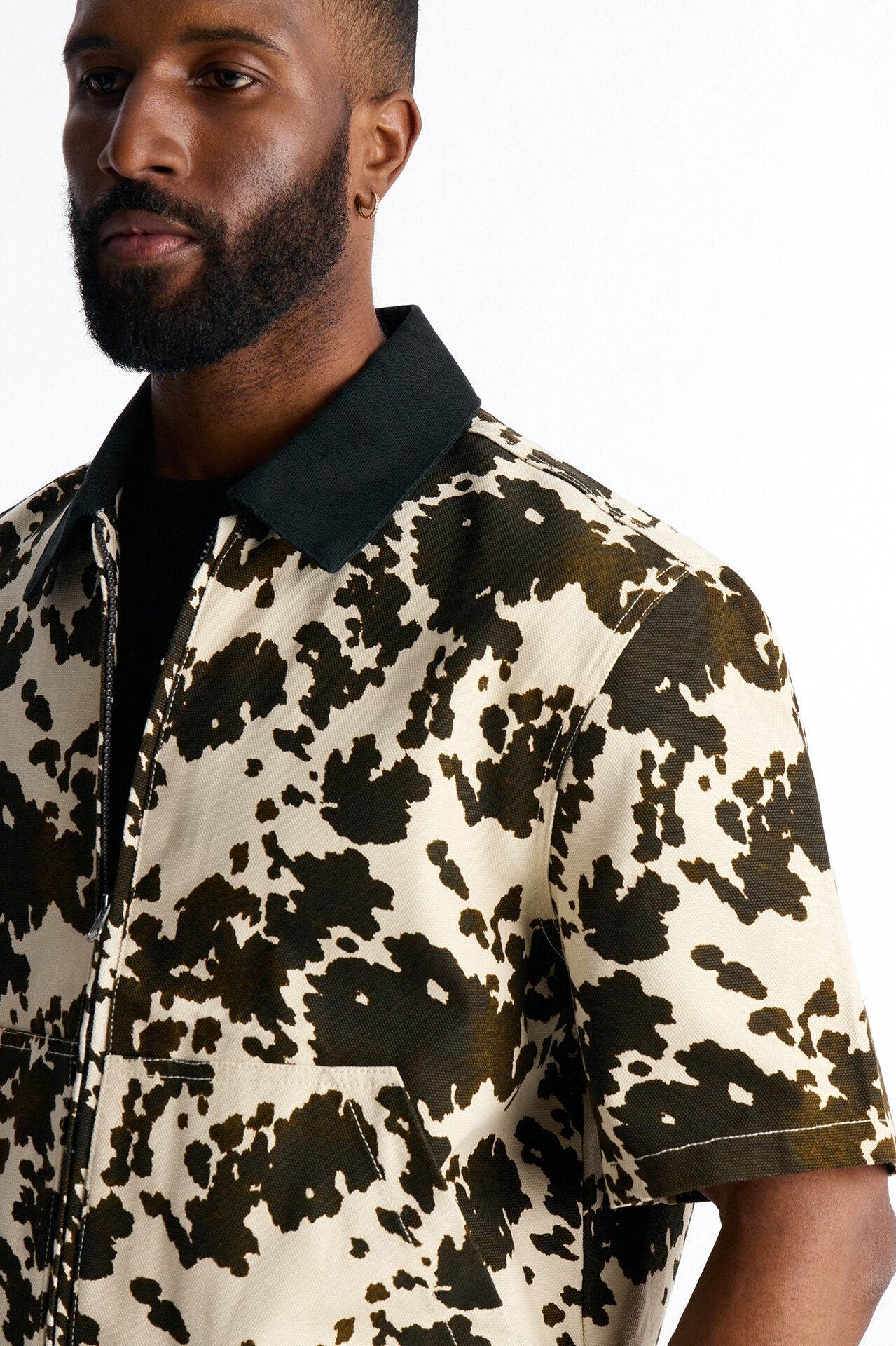 Cropped Roxbury Contrast Collar Shirt - White/combo