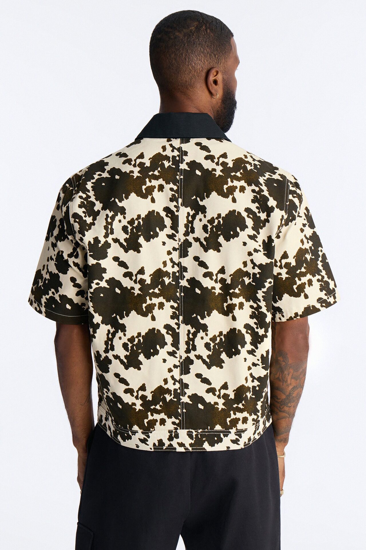 Cropped Roxbury Contrast Collar Shirt - White/combo