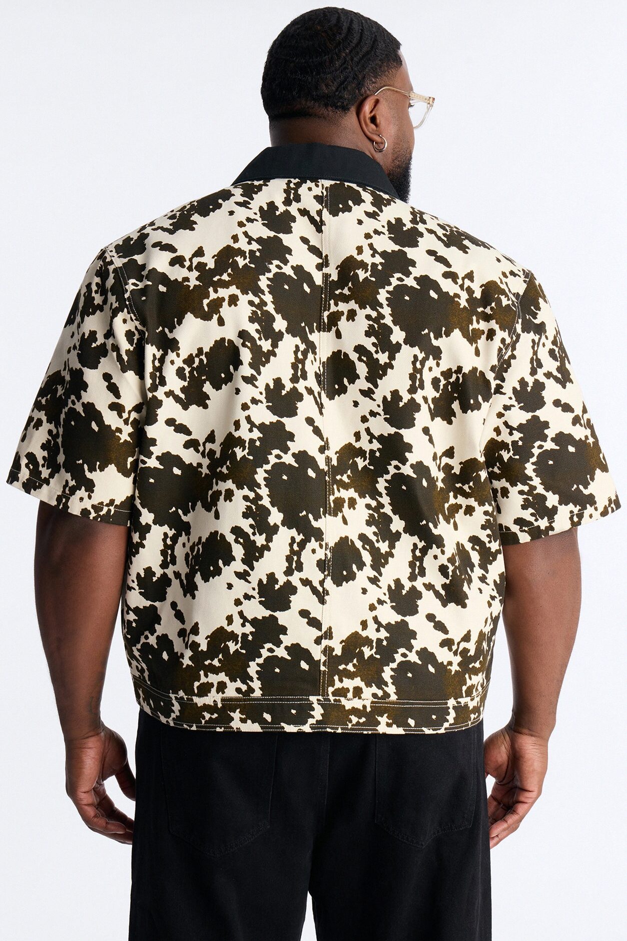 Cropped Roxbury Contrast Collar Shirt - White/combo