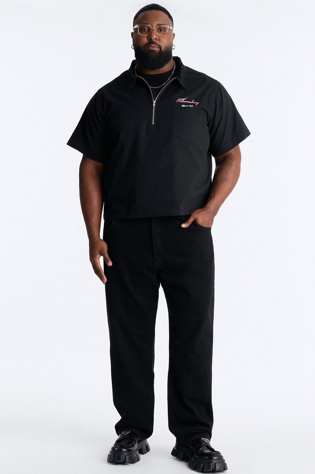 Galleries Half Zip Tee Shirt - Black