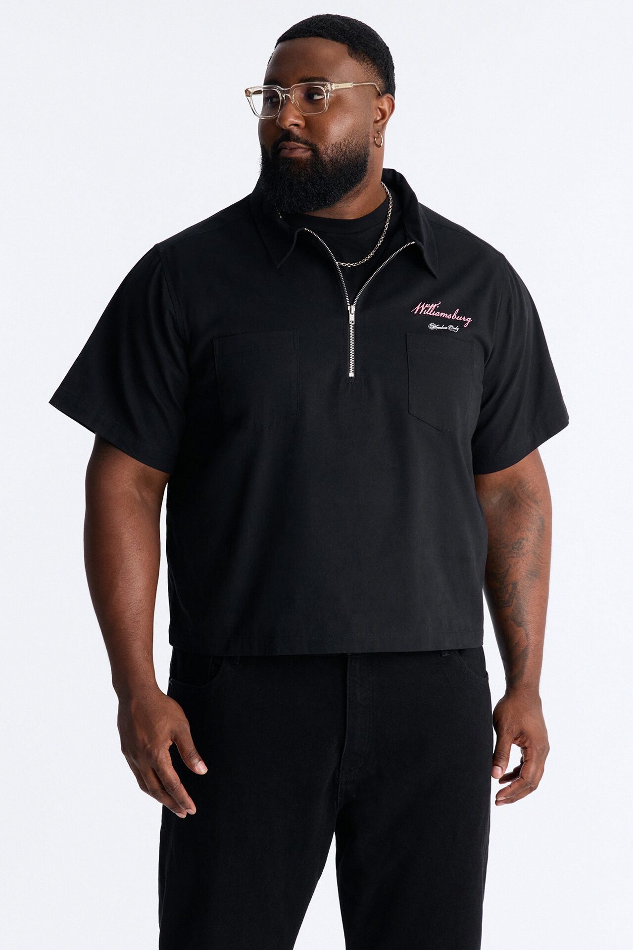 Galleries Half Zip Tee Shirt - Black