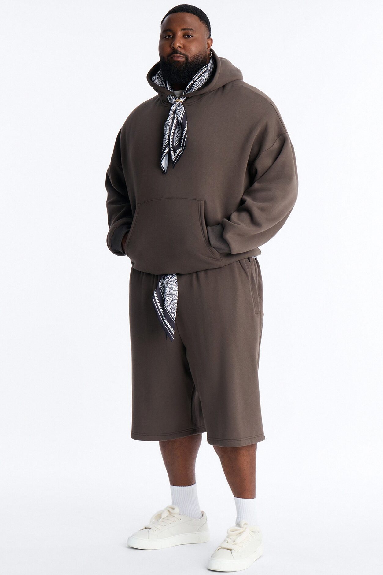 Baggy Bandana Scarf Duo Sweatshort - Brown