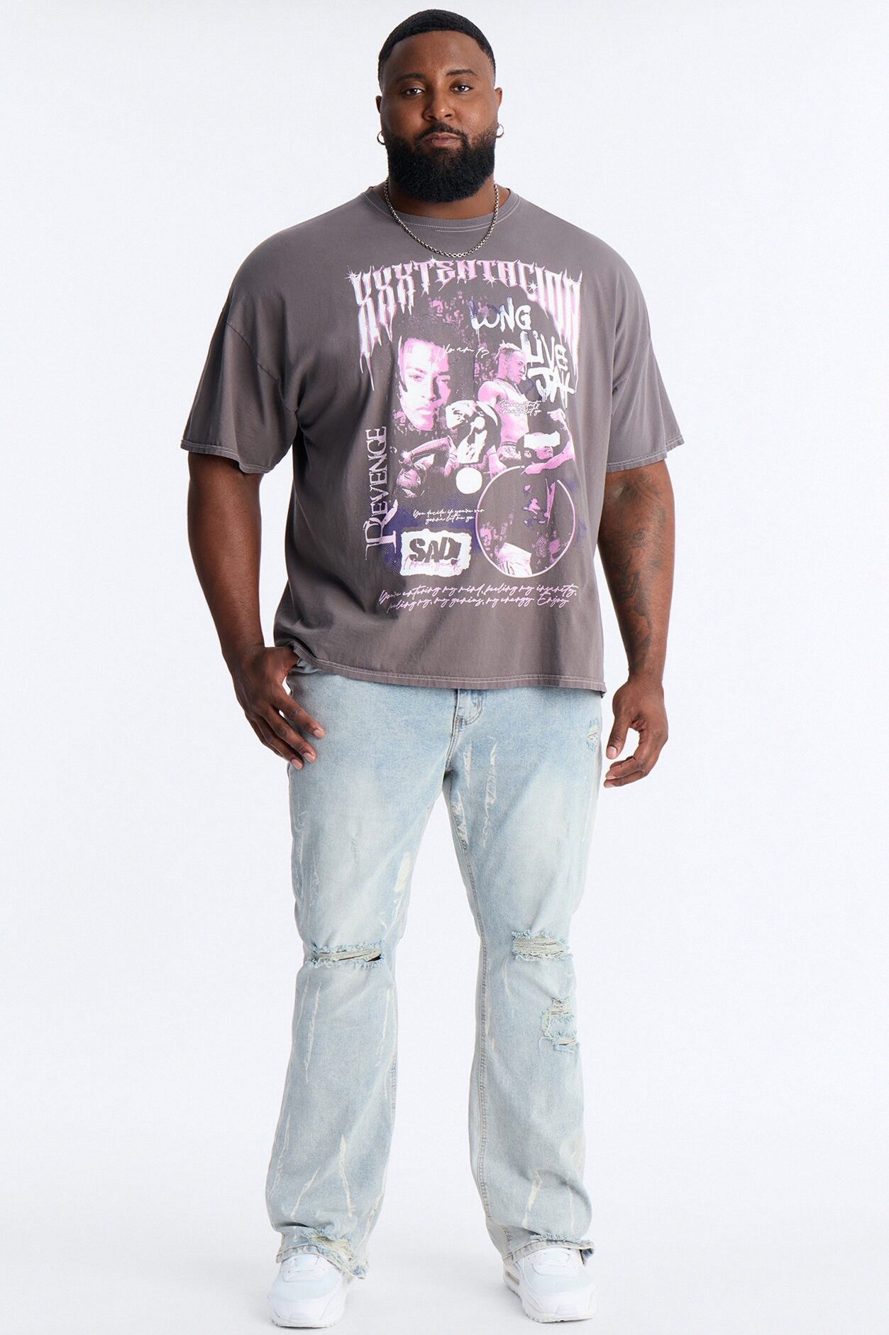 XXXTENTACION LONG LIVE JAH Vintage Short Sleeve Tee - Charcoal