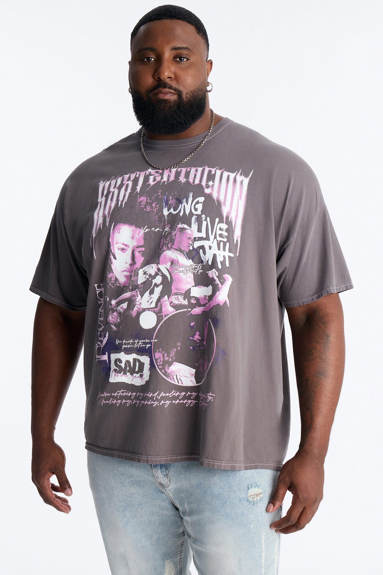 XXXTENTACION LONG LIVE JAH Vintage Short Sleeve Tee - Charcoal