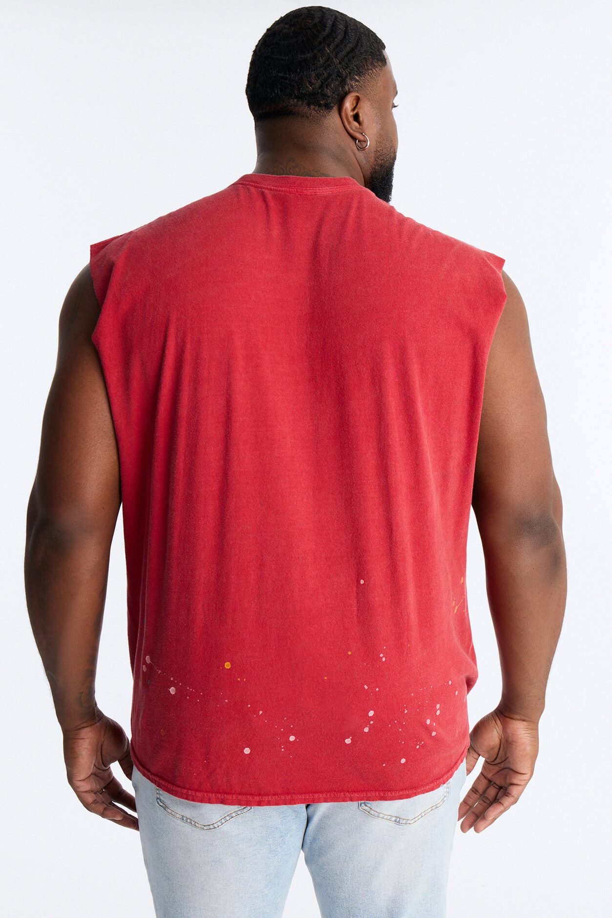 Lava Fall Paint Splatter Muscle Tee - Red