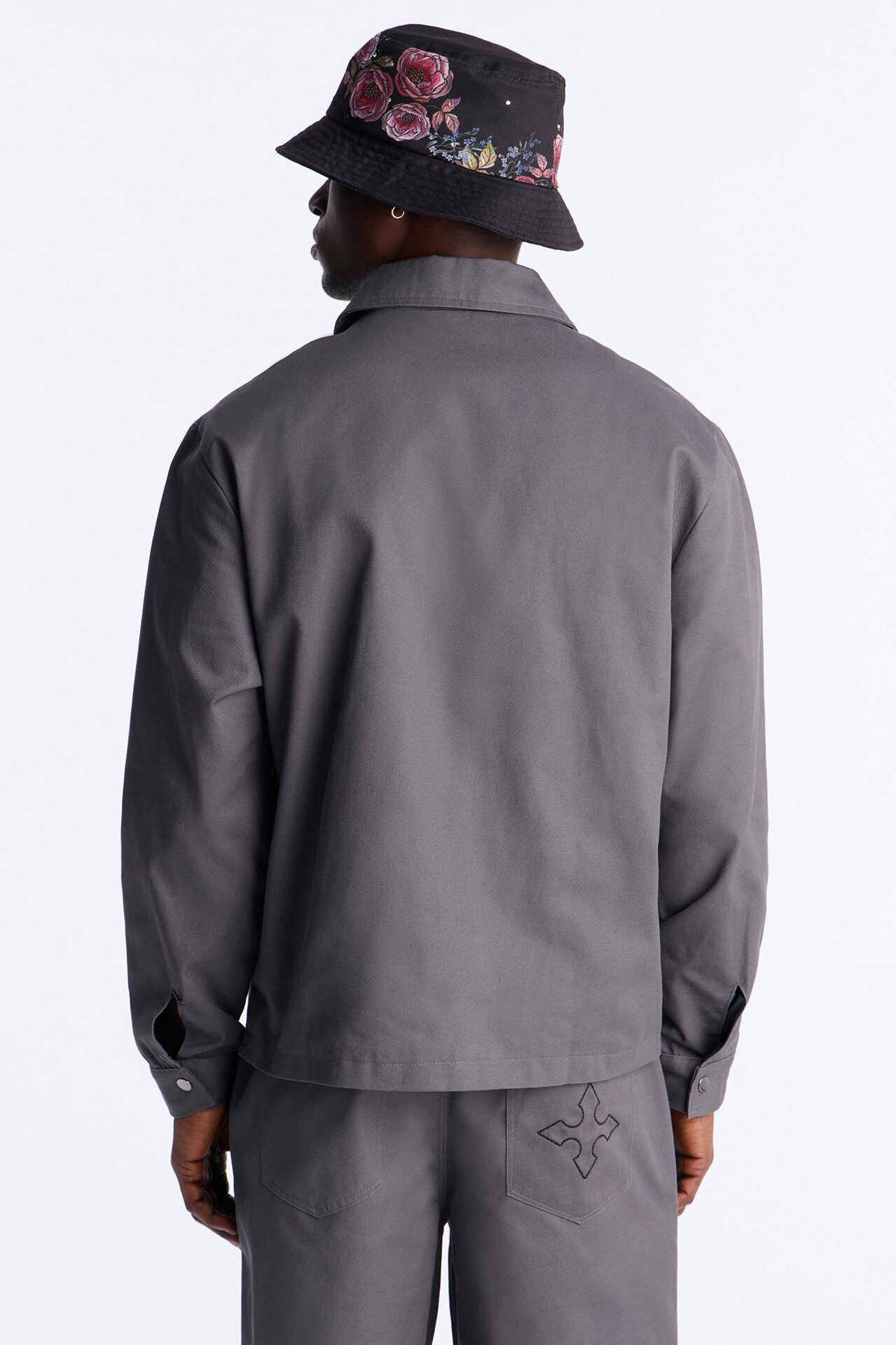 Vatican City Stitched Embellished Work Jacket - Grey