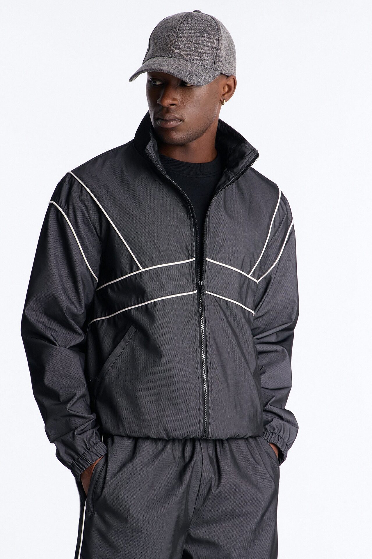 Relaxed Chroma Reflective Mesh Overlay Windbreaker Jacket - PlatinumIce
