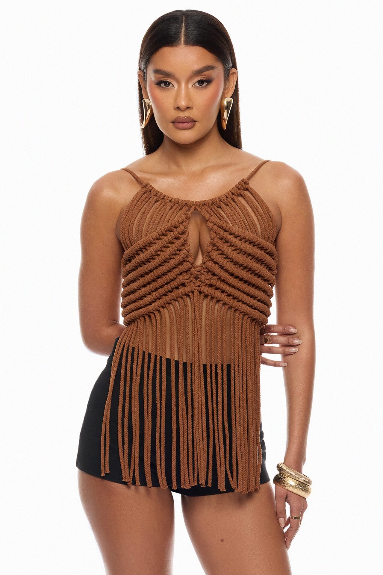 Desert Vibe Backless Halter Top - Brown