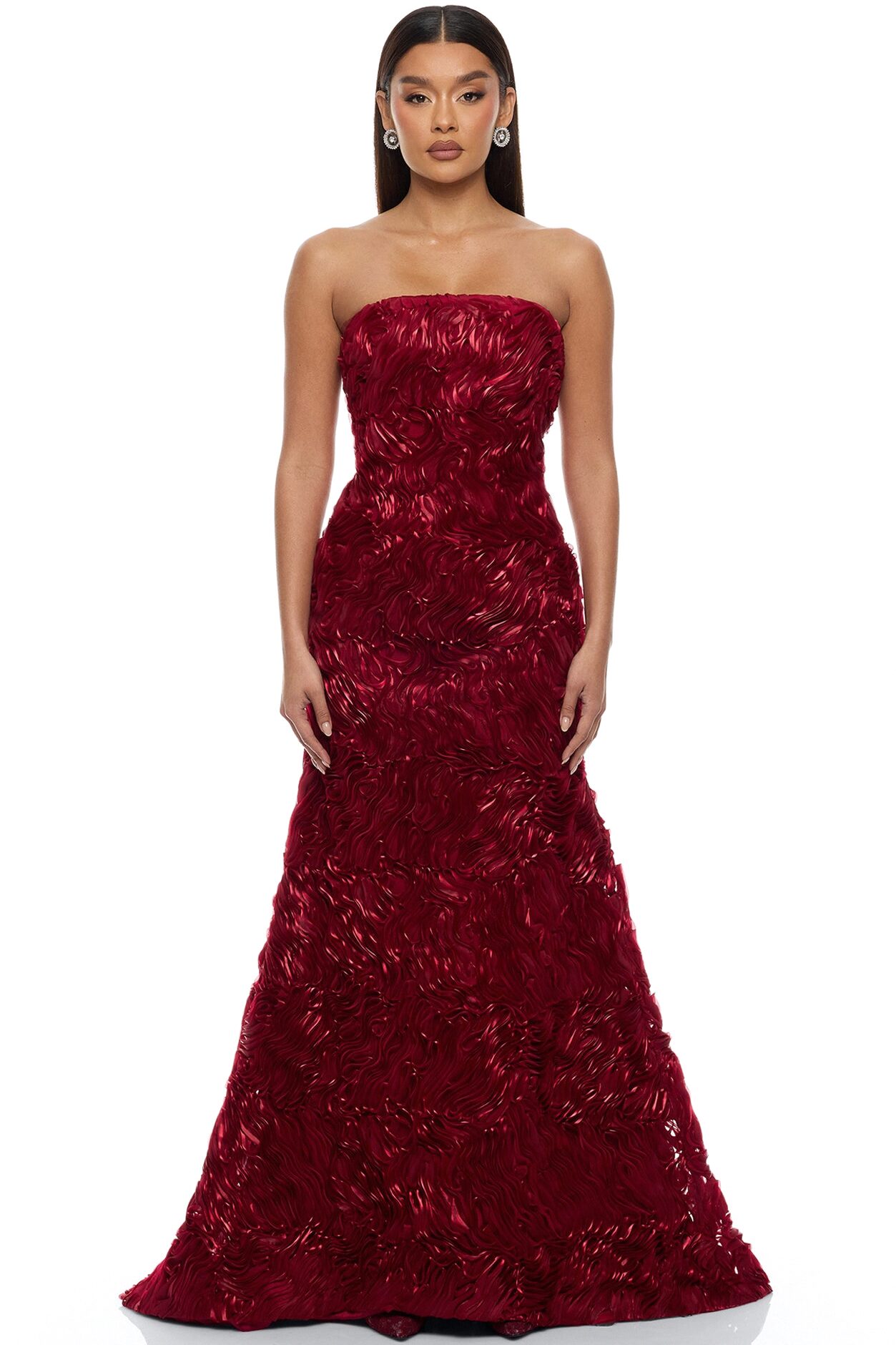 Pure Glamour Strapless Gown - Wine