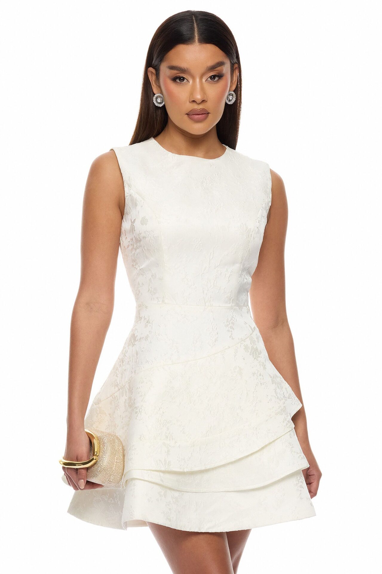 Penelope Jacquard Mini Dress - Off White