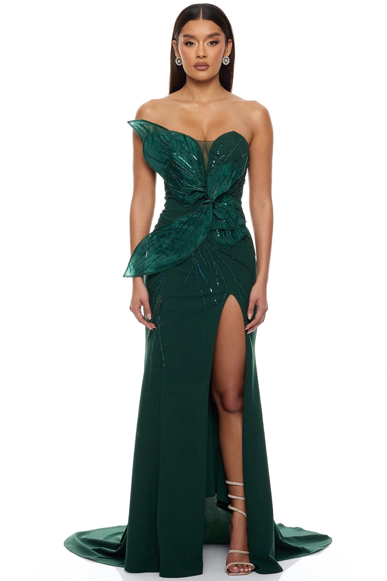 Katie Embellished Gown - Hunter