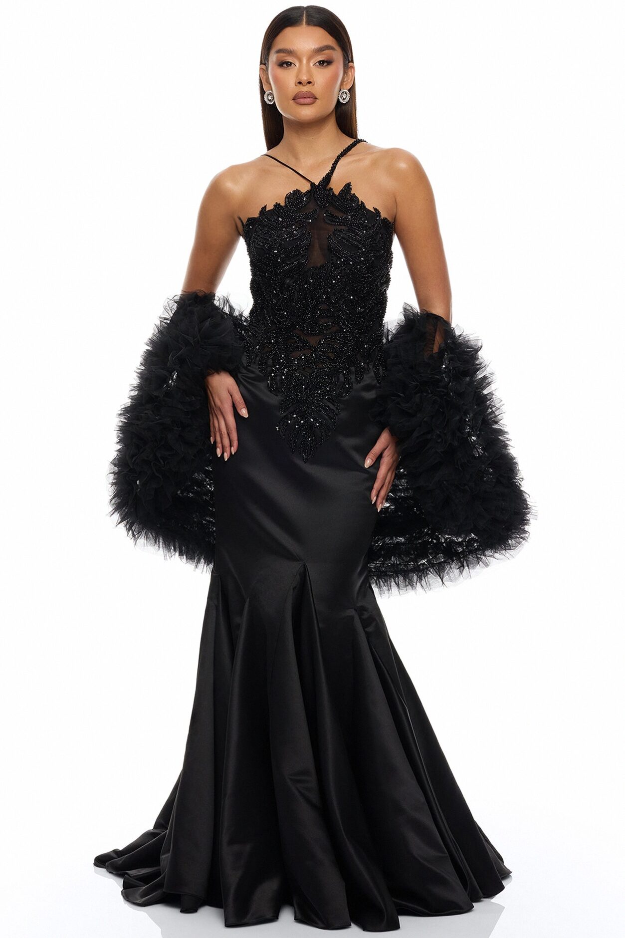 Pure Glamour Embellished Mermaid Gown - Black