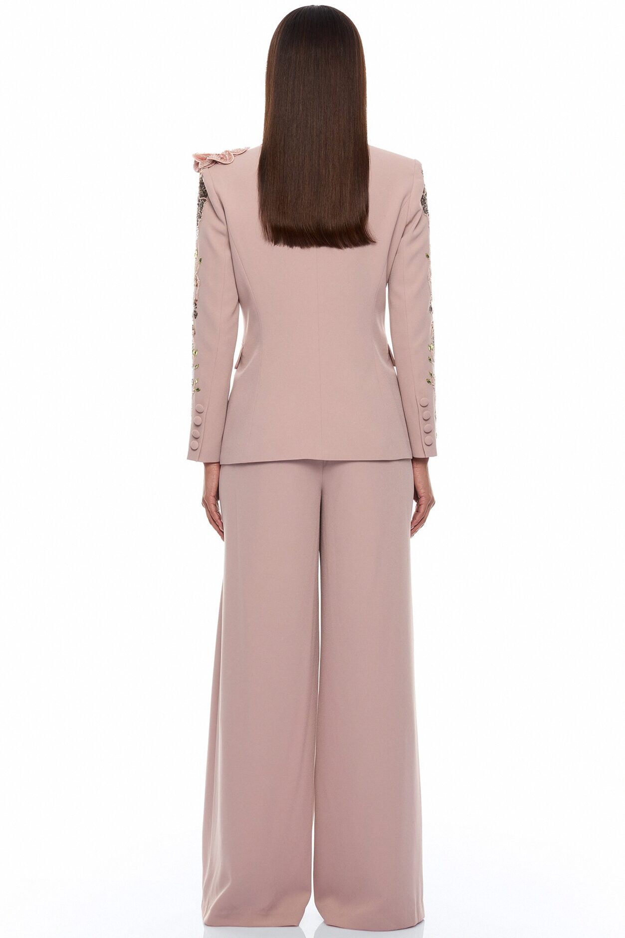 Indie Embellished Blazer Pant Set - Mauve