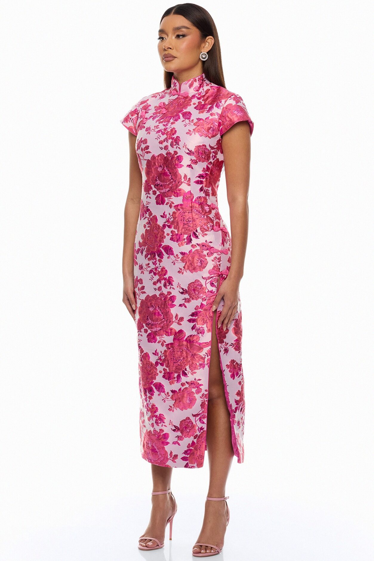 Modern Bloom Jacquard Maxi Dress - Pink/combo
