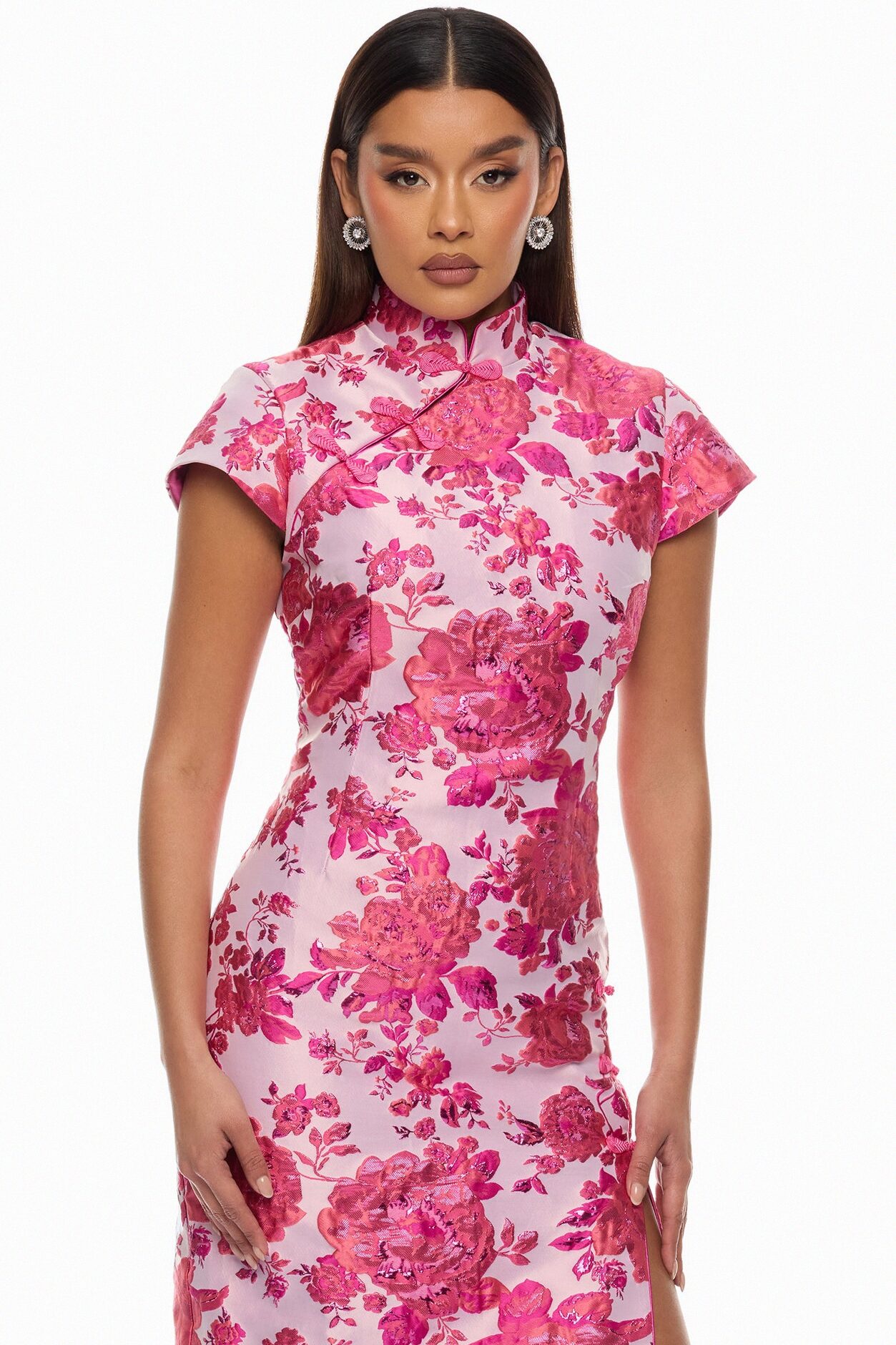 Modern Bloom Jacquard Maxi Dress - Pink/combo
