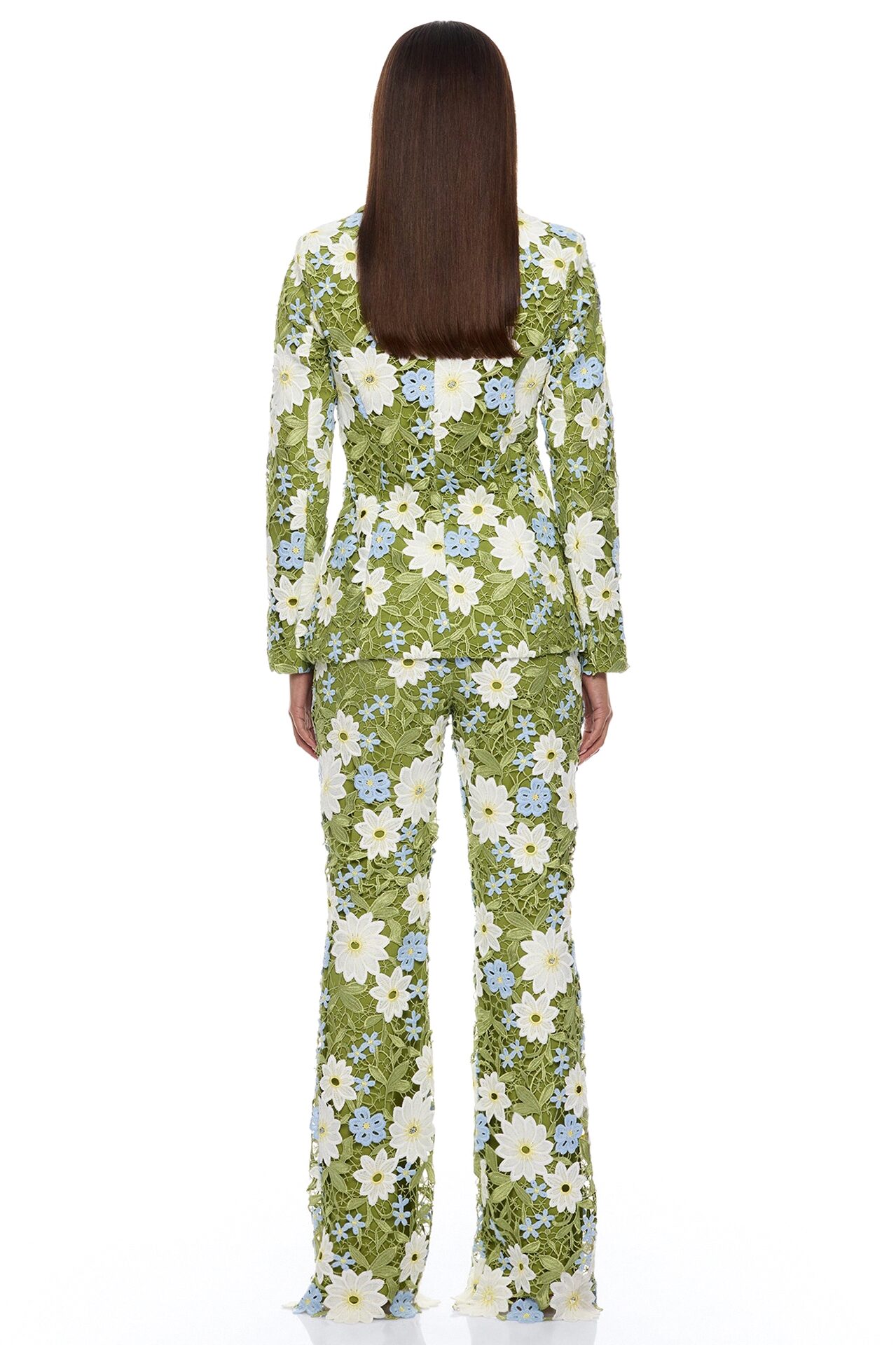 Dani Floral Embroidered Blazer - Chartreuse