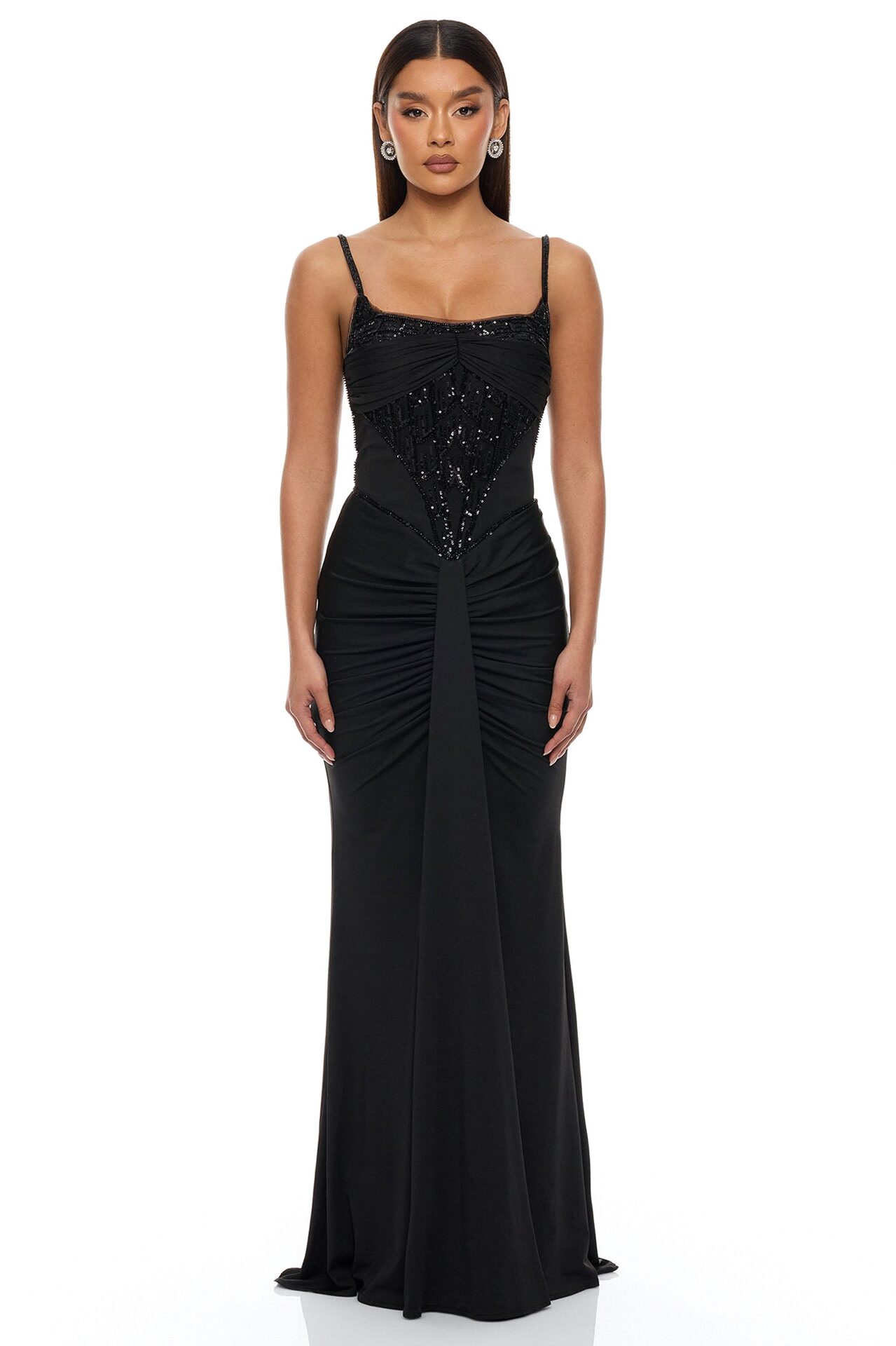 Party All Night Embellished Maxi Dress - Black
