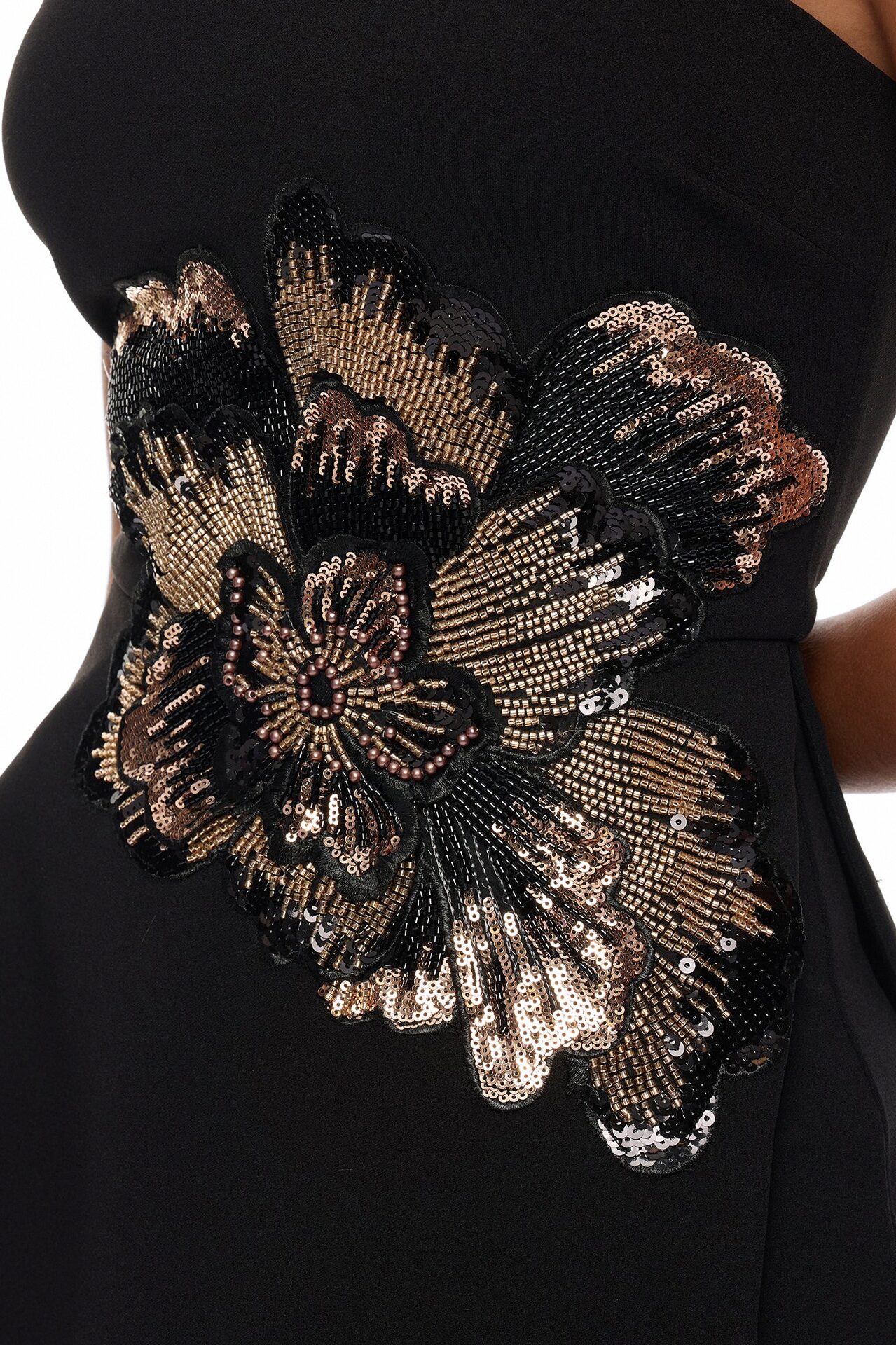 Haylee Embellished Peplum Maxi Dress - Black/Gold